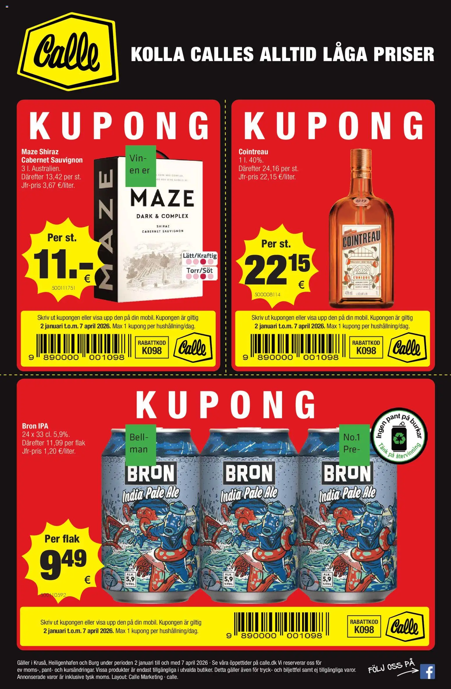 Calle tilbudsavis – gyldig fra 02.01.2026 | Side: 1 | Produkter: Vin