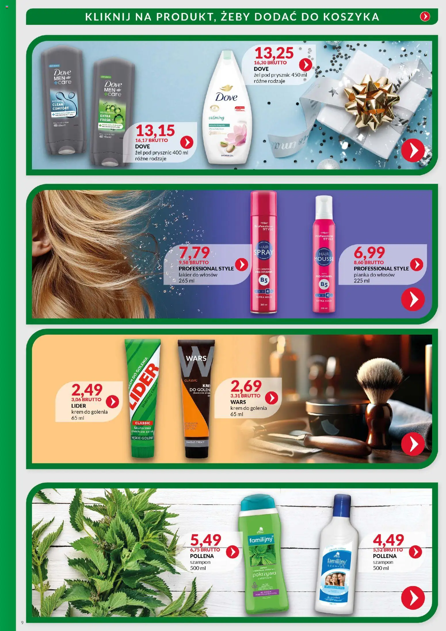 Eurocash Gazetka - Boże Narodzenie Sprzątanie od 03.11.2025 | Strona: 9 | Produkty: Prysznic, Szampon, Lakier do włosów, Krem