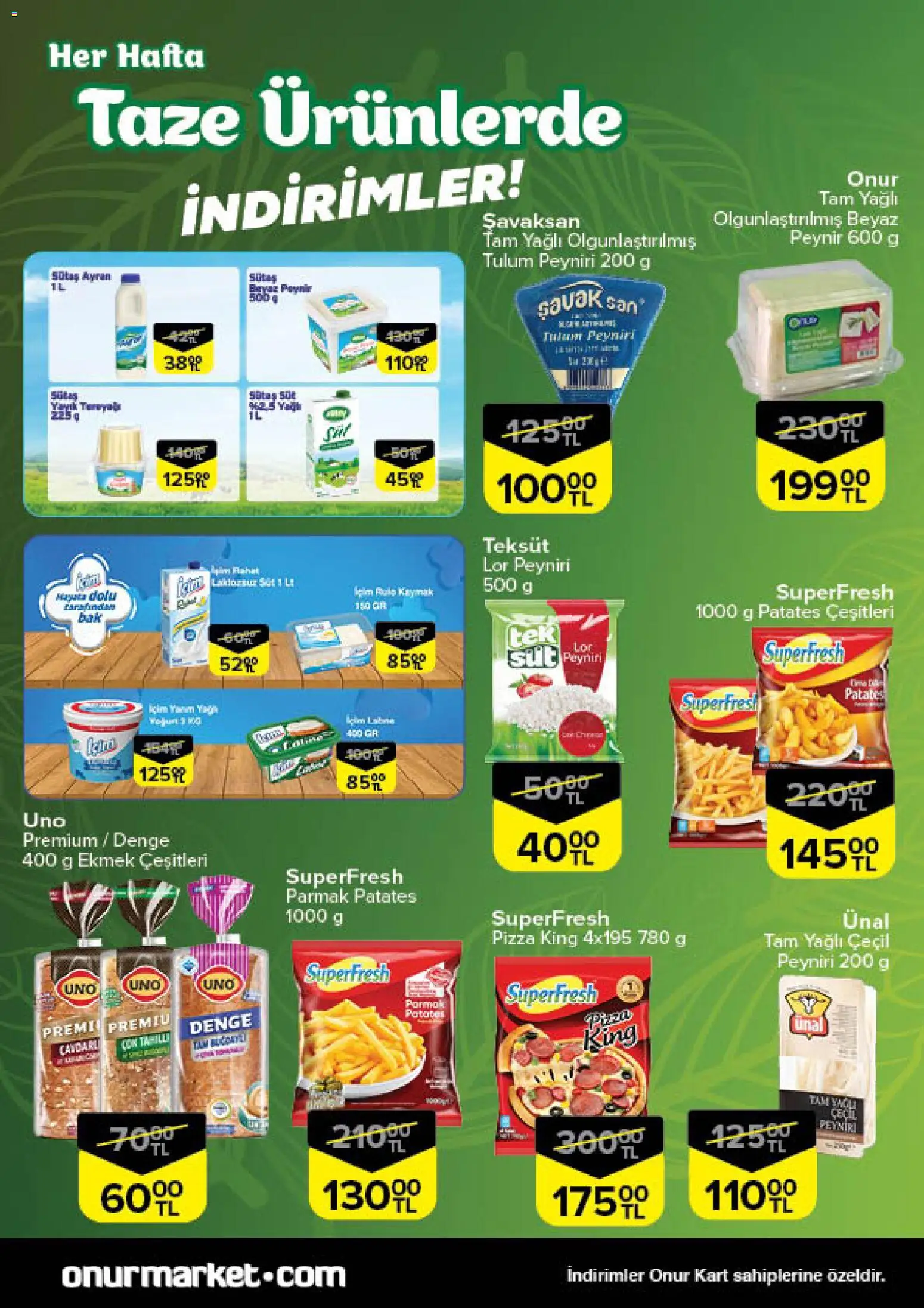 Onur Market Taze Ürünlerde İndirimler - İstanbul - 11.12.2025 tarihinden itibaren geçerlidir | Sayfa: 3 | Ürünler: Peynir, Ekmek, Tulum, Patates