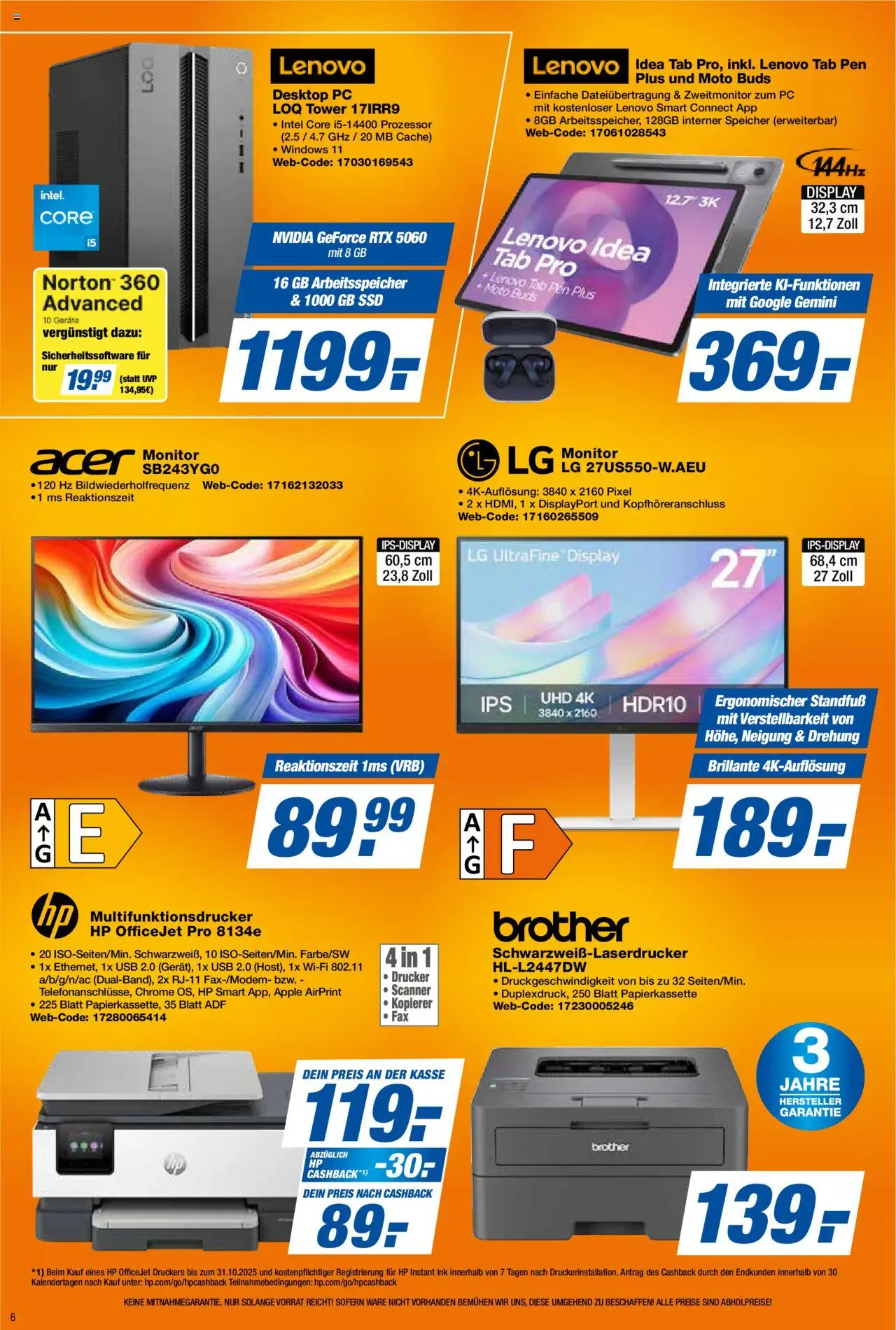 Expert Prospekt 	 – gültig ab 19.09.2025 | Seite: 6 | Produkte: Lenovo, LG, Desktop pc, PC