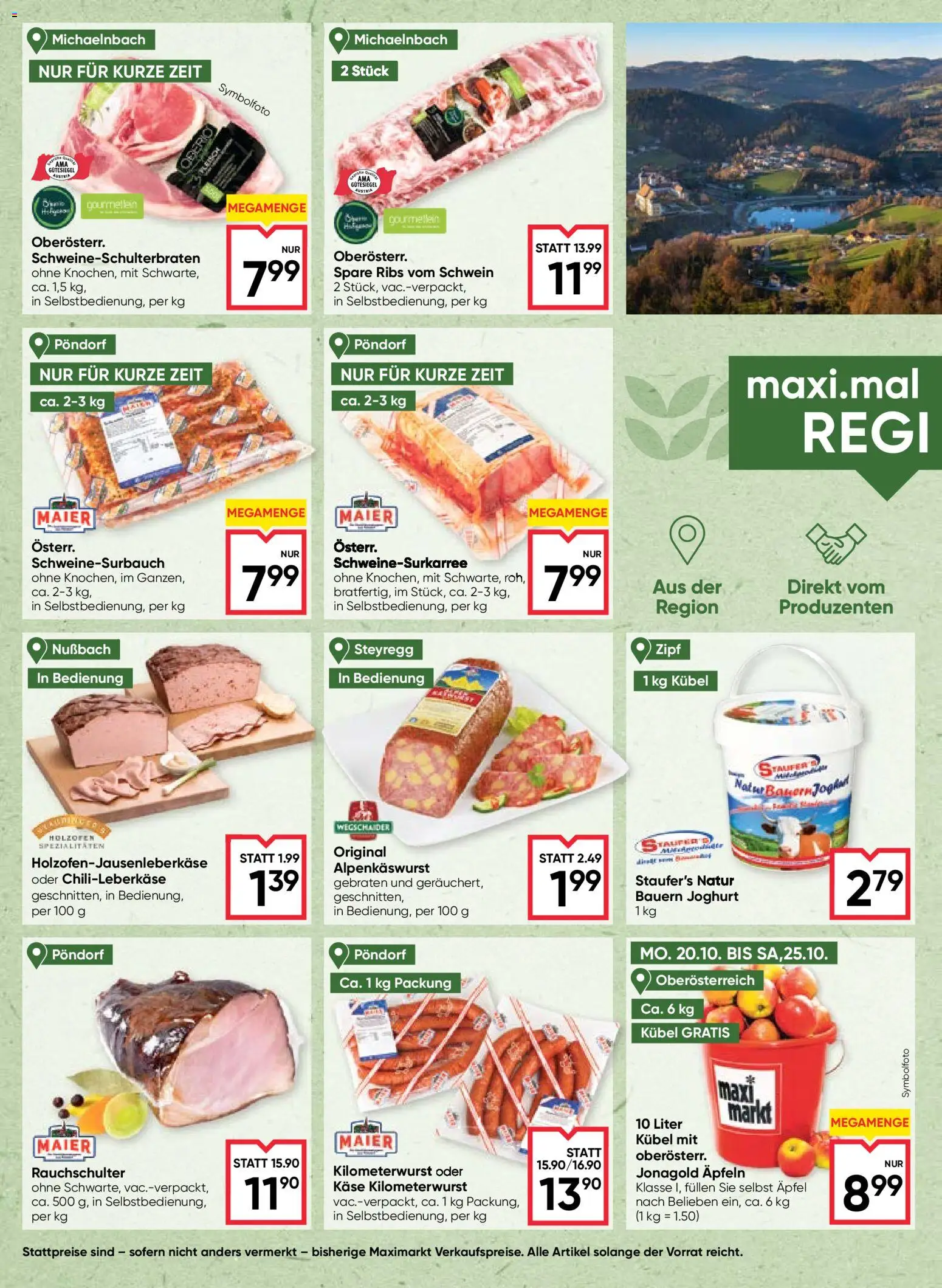 Maximarkt Flugblatt gültig ab 23.10.2025 | Seite: 6 | Produkte: Käse, Joghurt, Äpfel