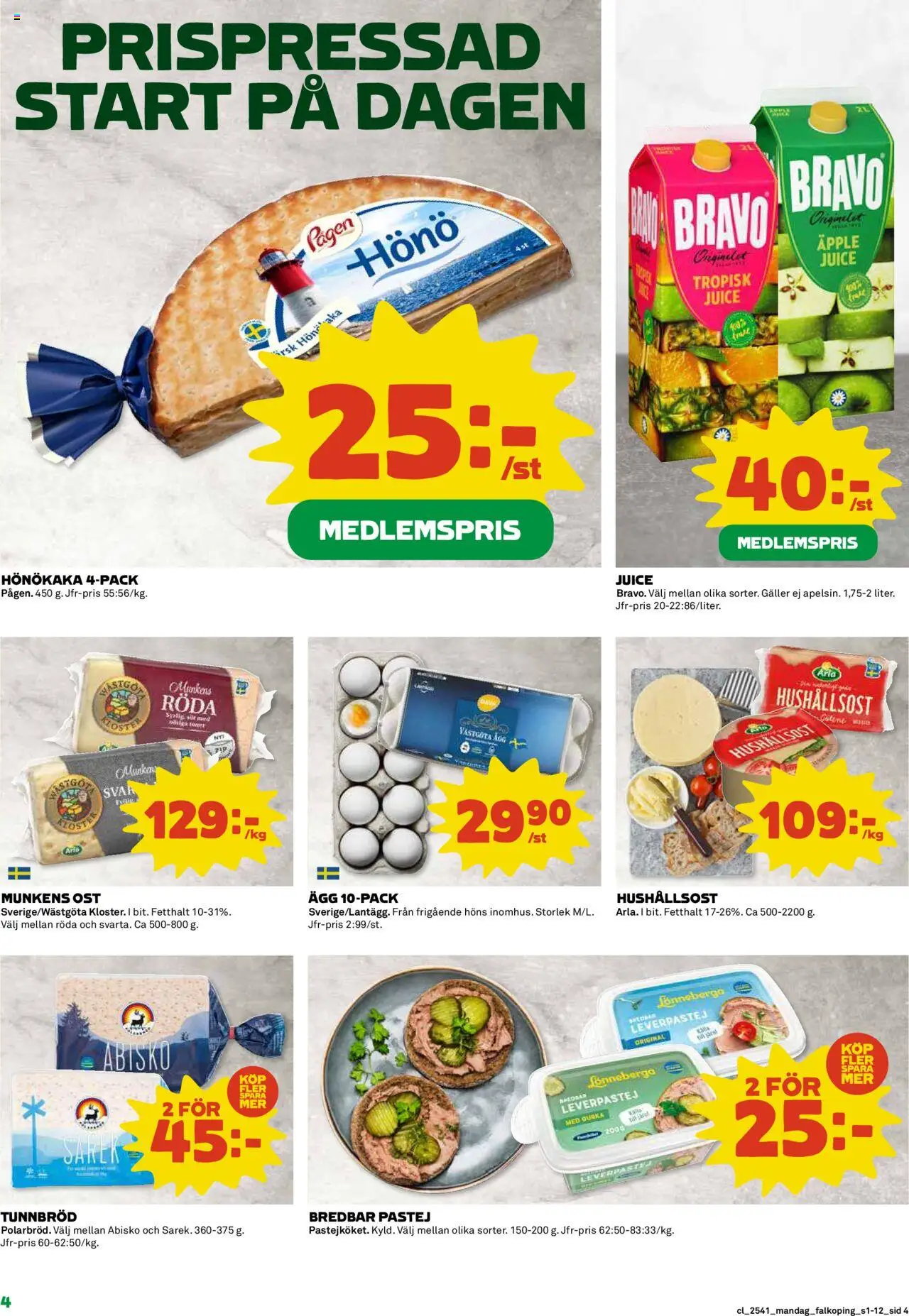 Coop reklamblad aktuell från 06.10.2025 | Sida: 4 | Produkter: Galler, Ost, Ägg, Äpple