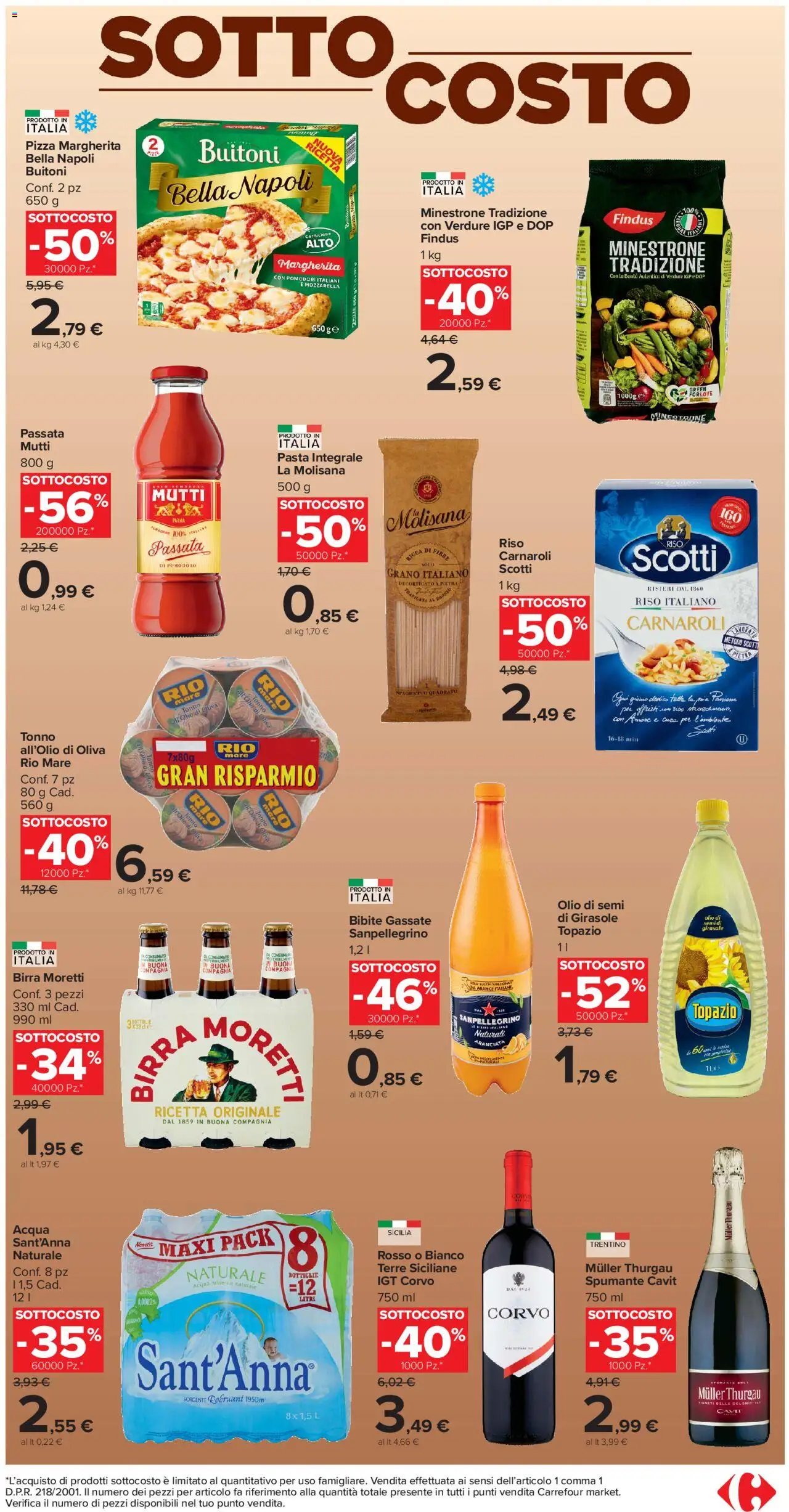 Volantino Carrefour del 10.10.2025 | Pagina: 3 | Prodotti: Birra, Verdure, Pasta, Spumante