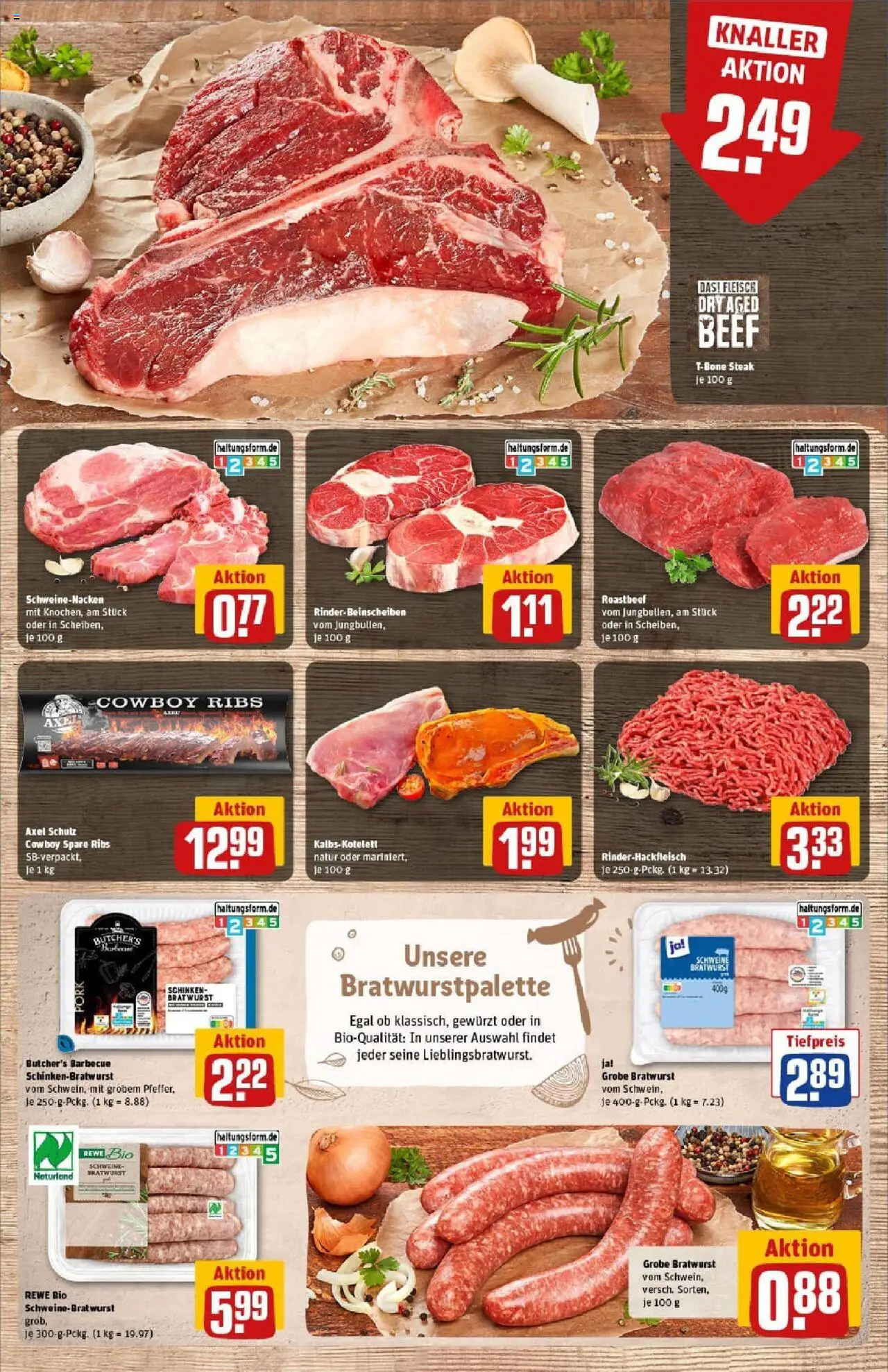 Rewe prospekt Butzbach	 - gültig ab dem 27.07.2025 | Seite: 11 | Produkte: Bratwurst, Schweinenacken, Steak, Fleisch