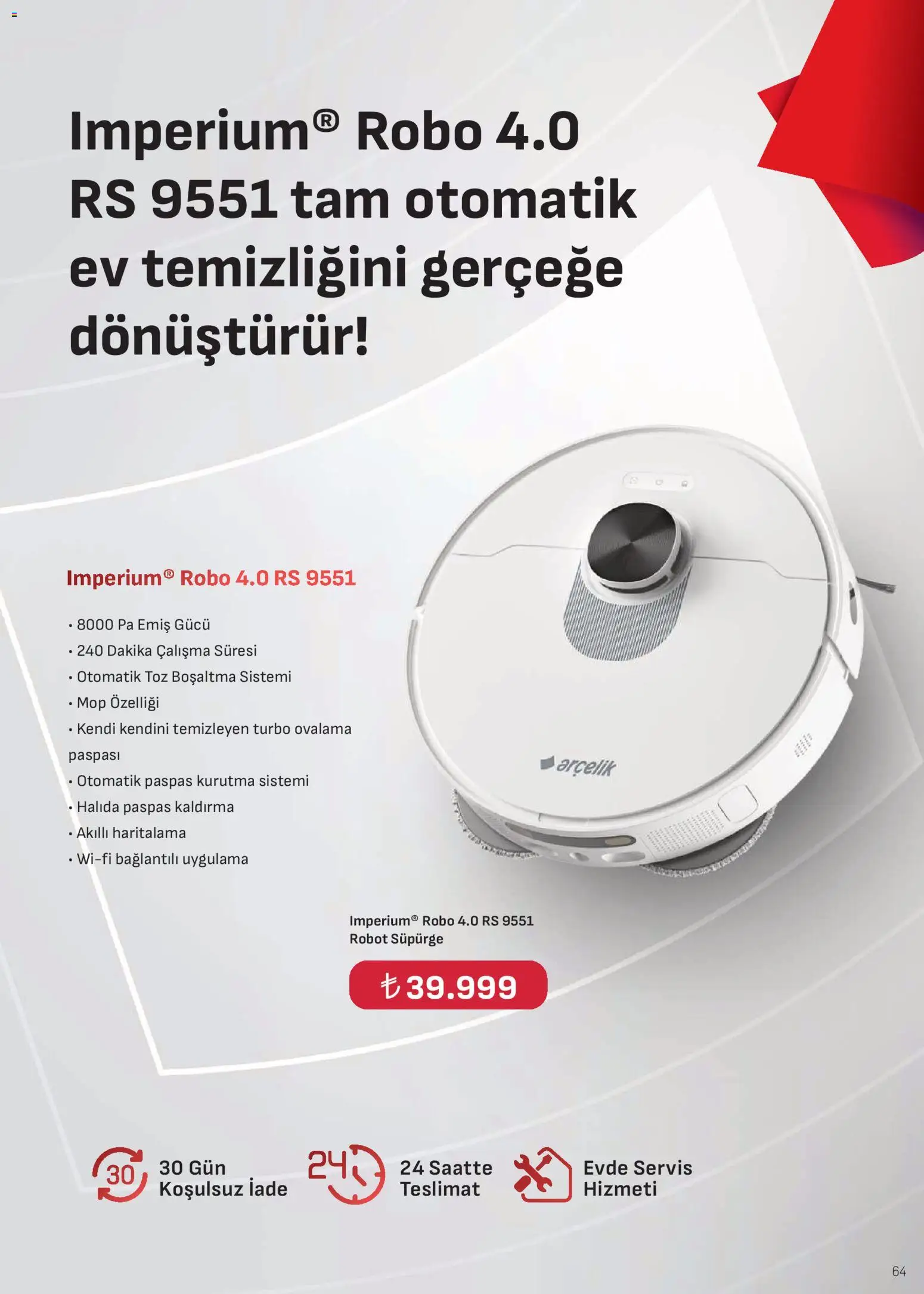 Arçelik Katalog - 16.11.2025 tarihinden itibaren geçerlidir | Sayfa: 64 | Ürünler: Robot, Paspas, Robot süpürge
