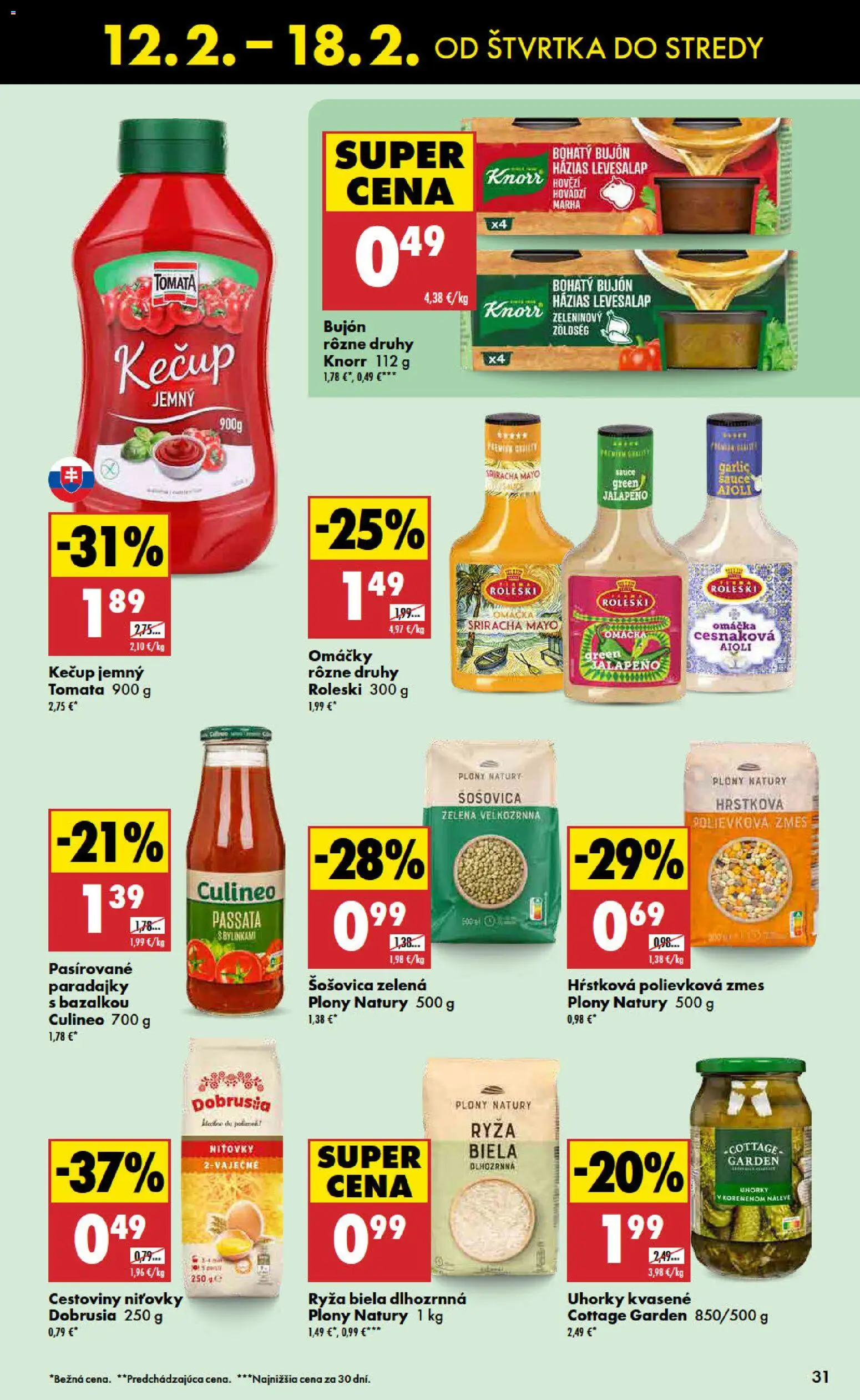 Nové Biedronka akcie – leták je platný od 12.02.2026 | Strana: 31 | Produkty: Bujón, Ryža, Cestoviny, Šošovica