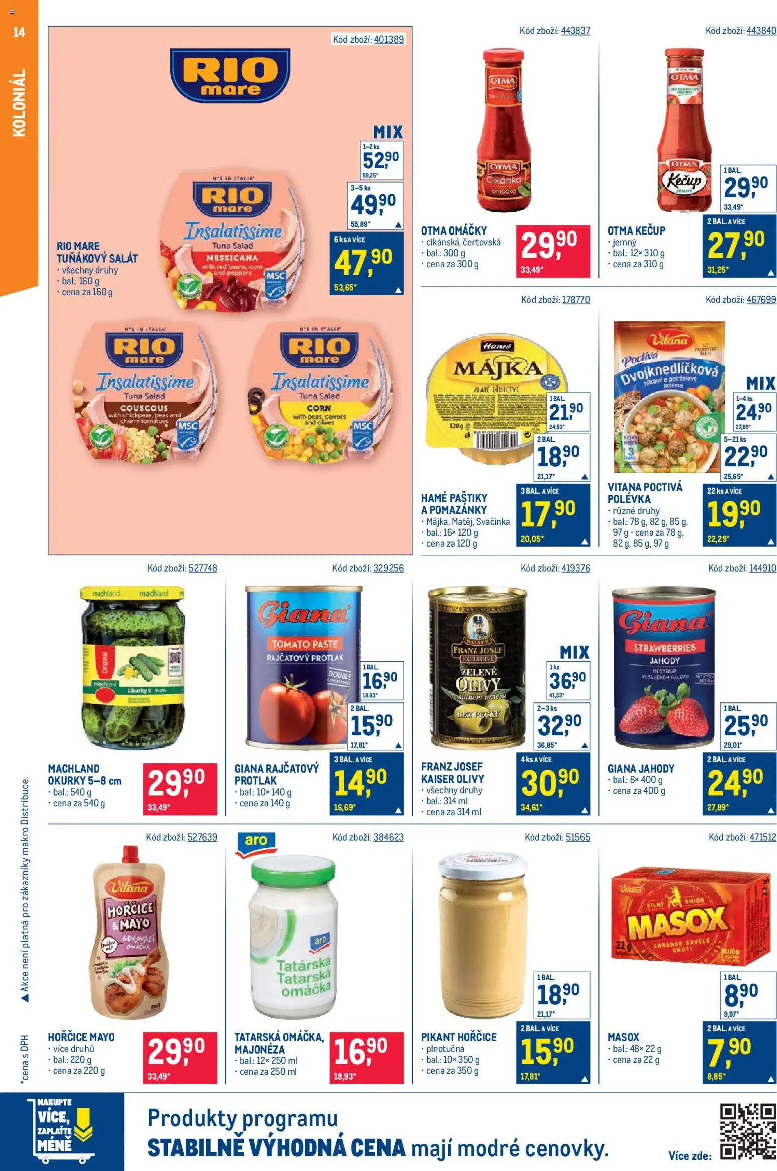 Makro leták - Maloobchod od 22.04.2026 | Strana: 14 | Produkty: Okurky, Salát, Rio mare, Tuňákový salát