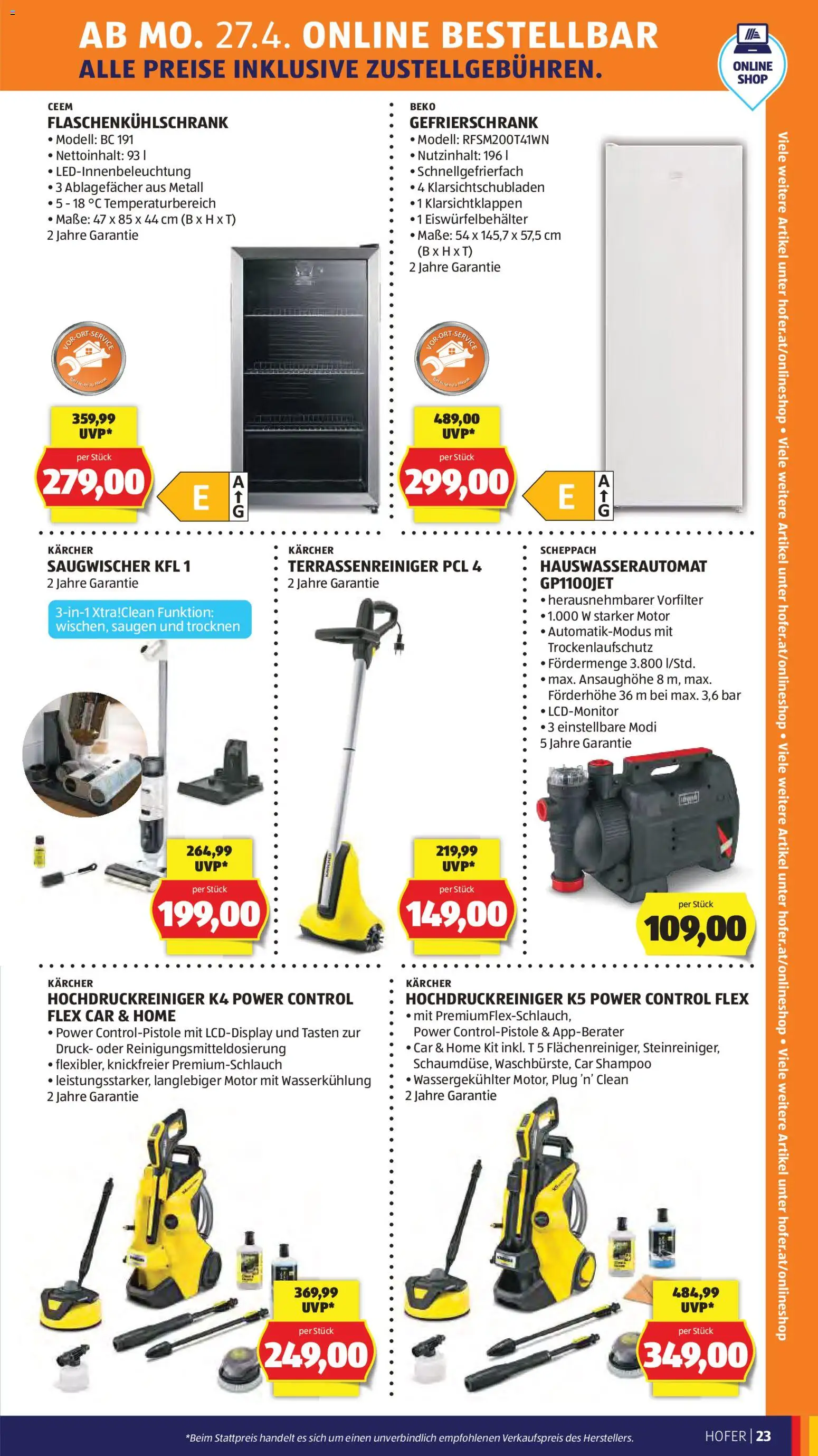 Hofer Flugblatt gültig ab 22.04.2026 | Seite: 27 | Produkte: Gefrierschrank, Shampoo