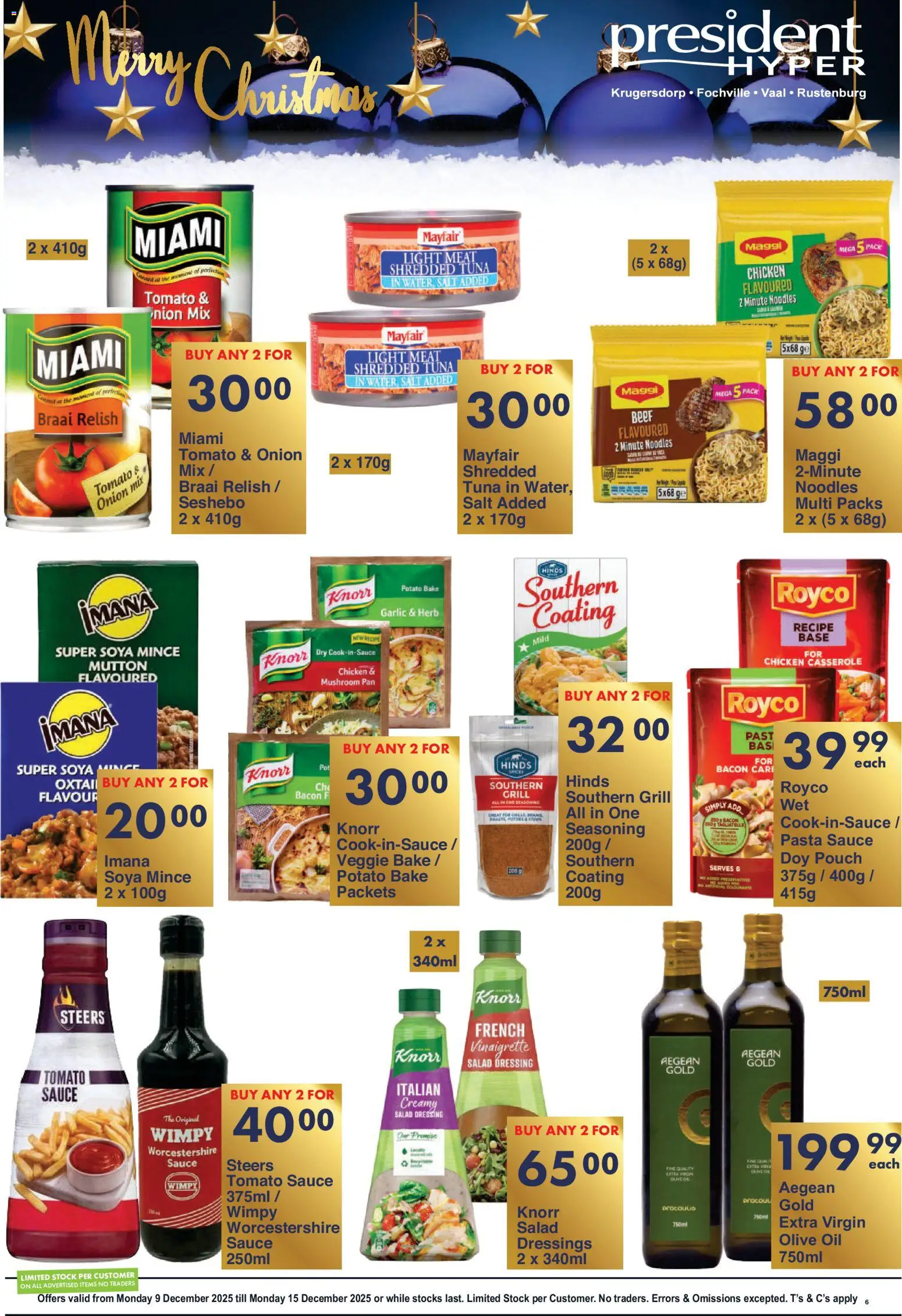 New President Hyper catalogue – valid from 09.12.2025 | Page: 6 | Products: Noodles, Seasoning, Salad, Bacon