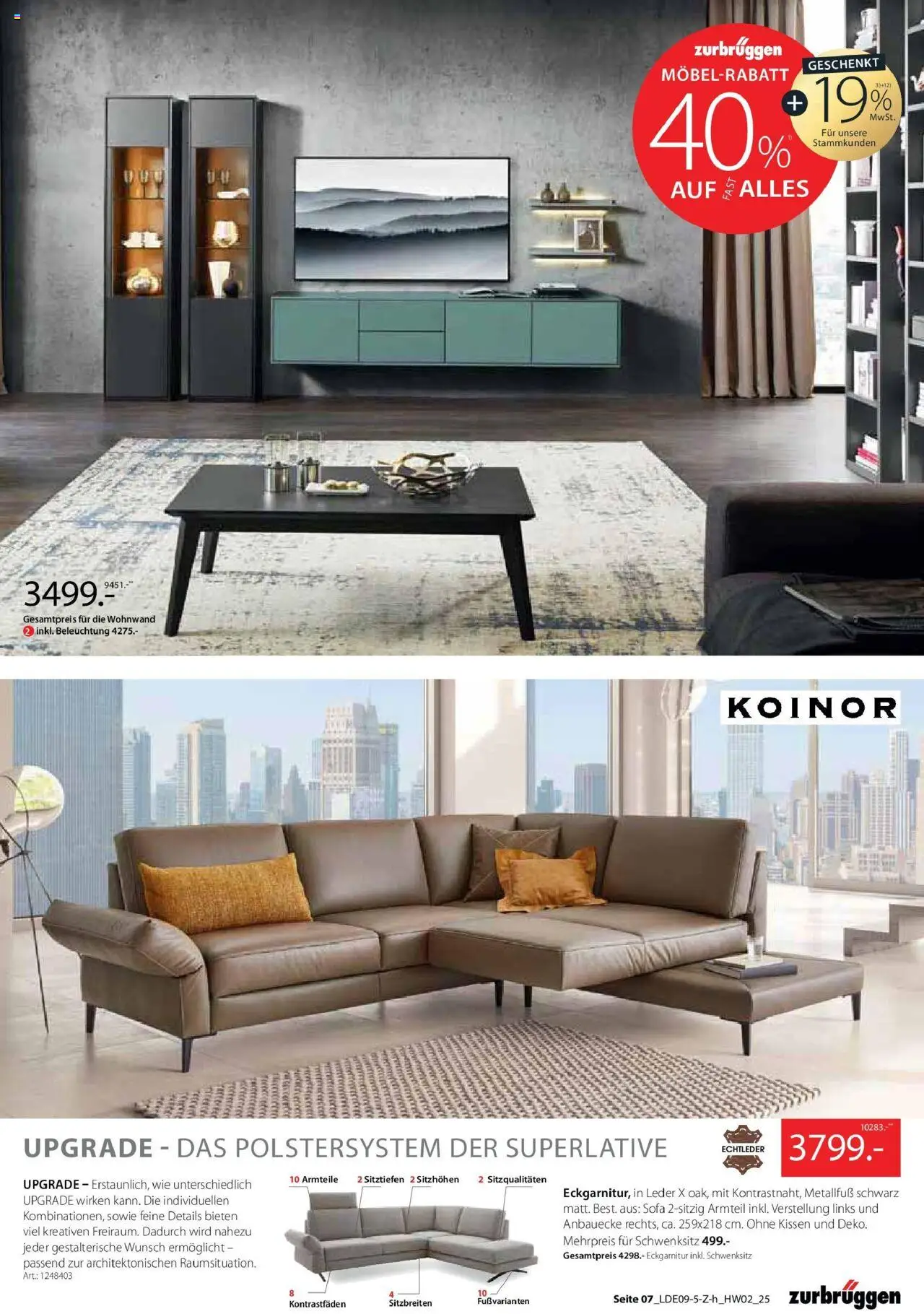 Zurbrüggen Wohnen – gültig ab 28.09.2025 | Seite: 11 | Produkte: Wohnwand, Kissen, Sofa