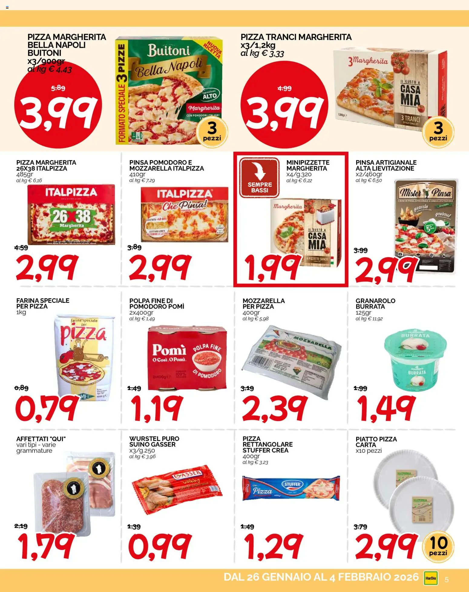 Volantino HarDis del 26.01.2026 | Pagina: 5 | Prodotti: Suino, Mozzarella, Pomodoro, Burrata