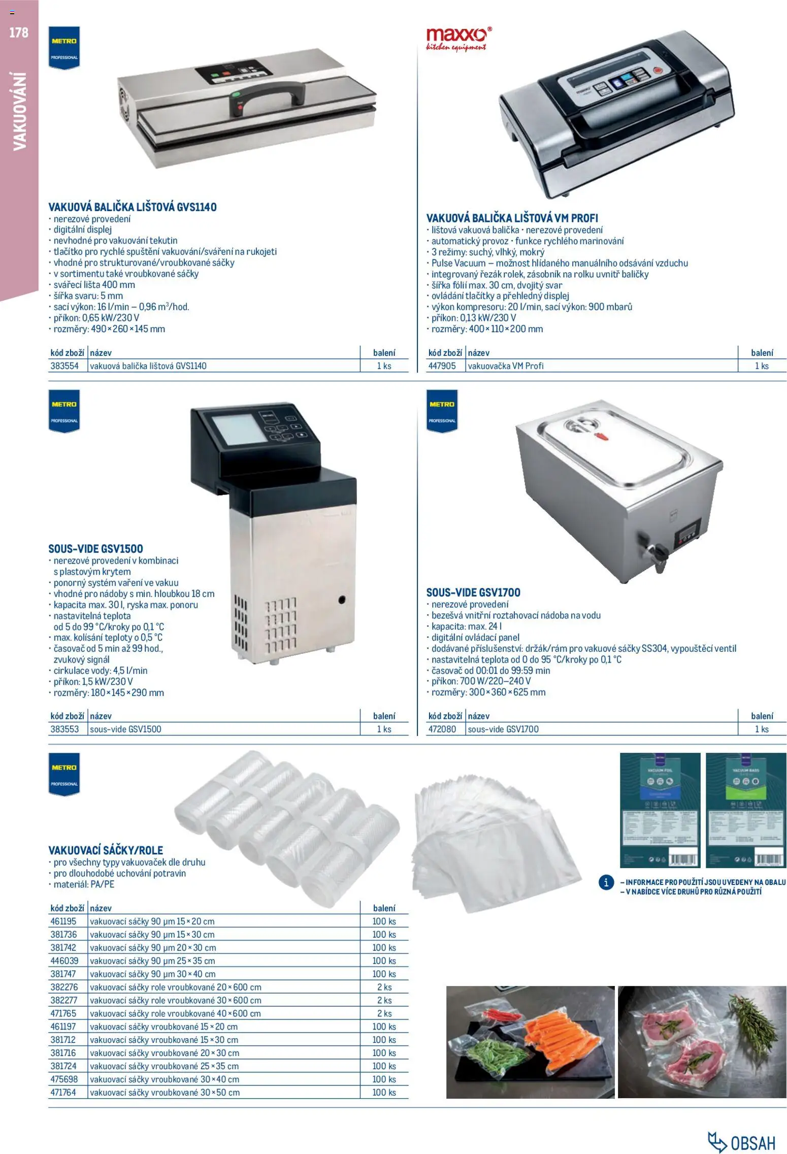 Makro leták - Gastro vybavení a zařízení od 01.02.2026 | Strana: 178 | Produkty: Vakuovačka, Zásobník, Vakuovací sáčky, Časovač