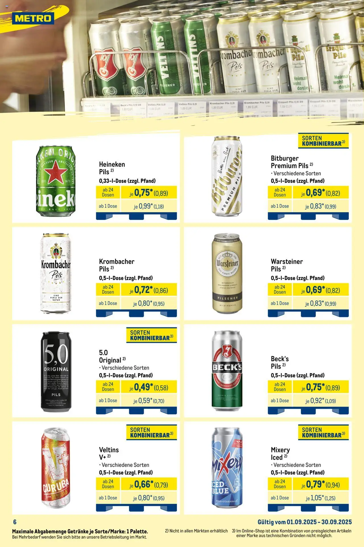 Metro  Monats-Mix - gültig ab dem 01.09.2025 | Seite: 6 | Produkte: Bier, Heineken, Mixery, Veltins