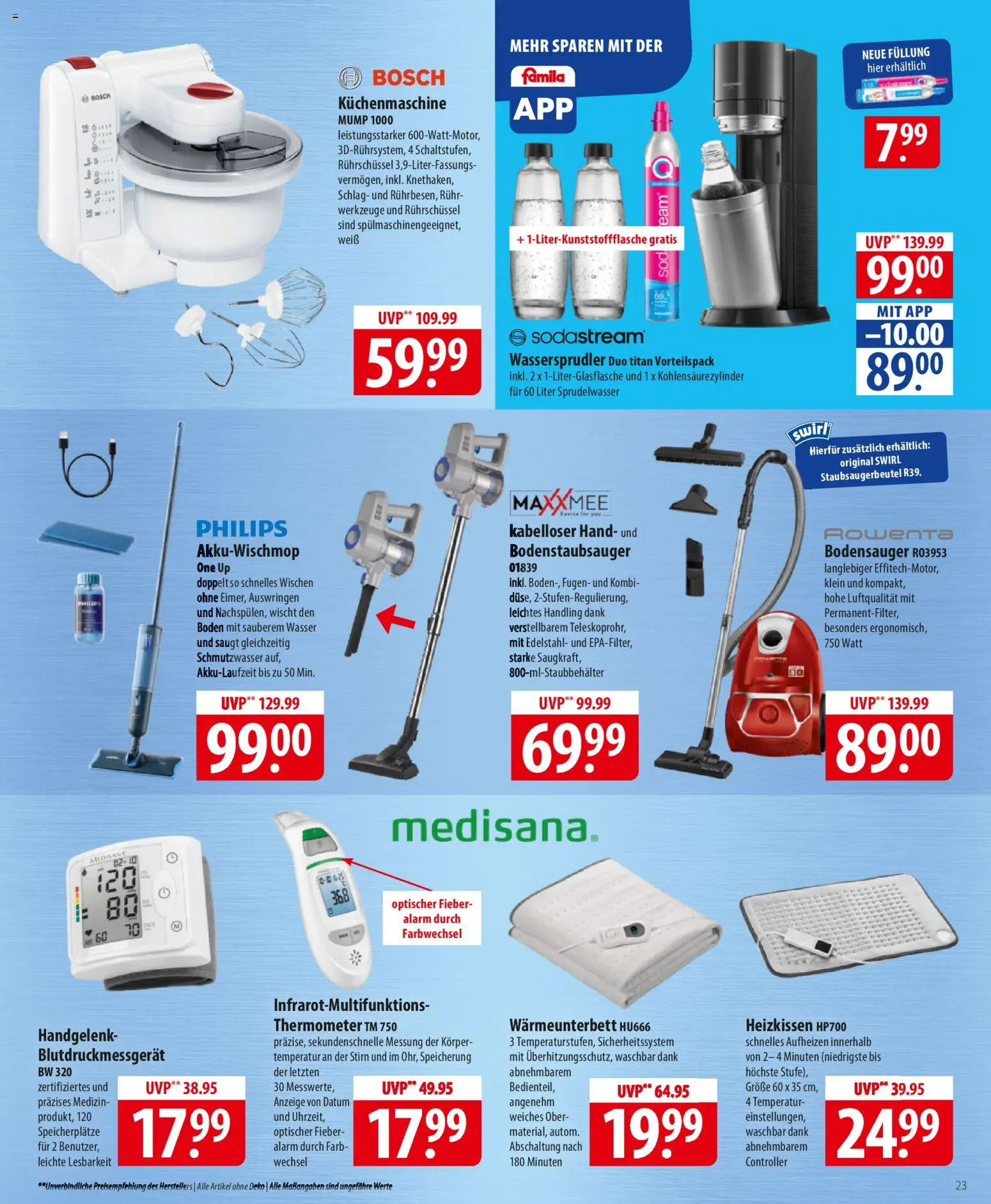 Famila Prospekt 	 – gültig ab 26.01.2026 | Seite: 23 | Produkte: Bosch, Philips, Wasser, Heizkissen