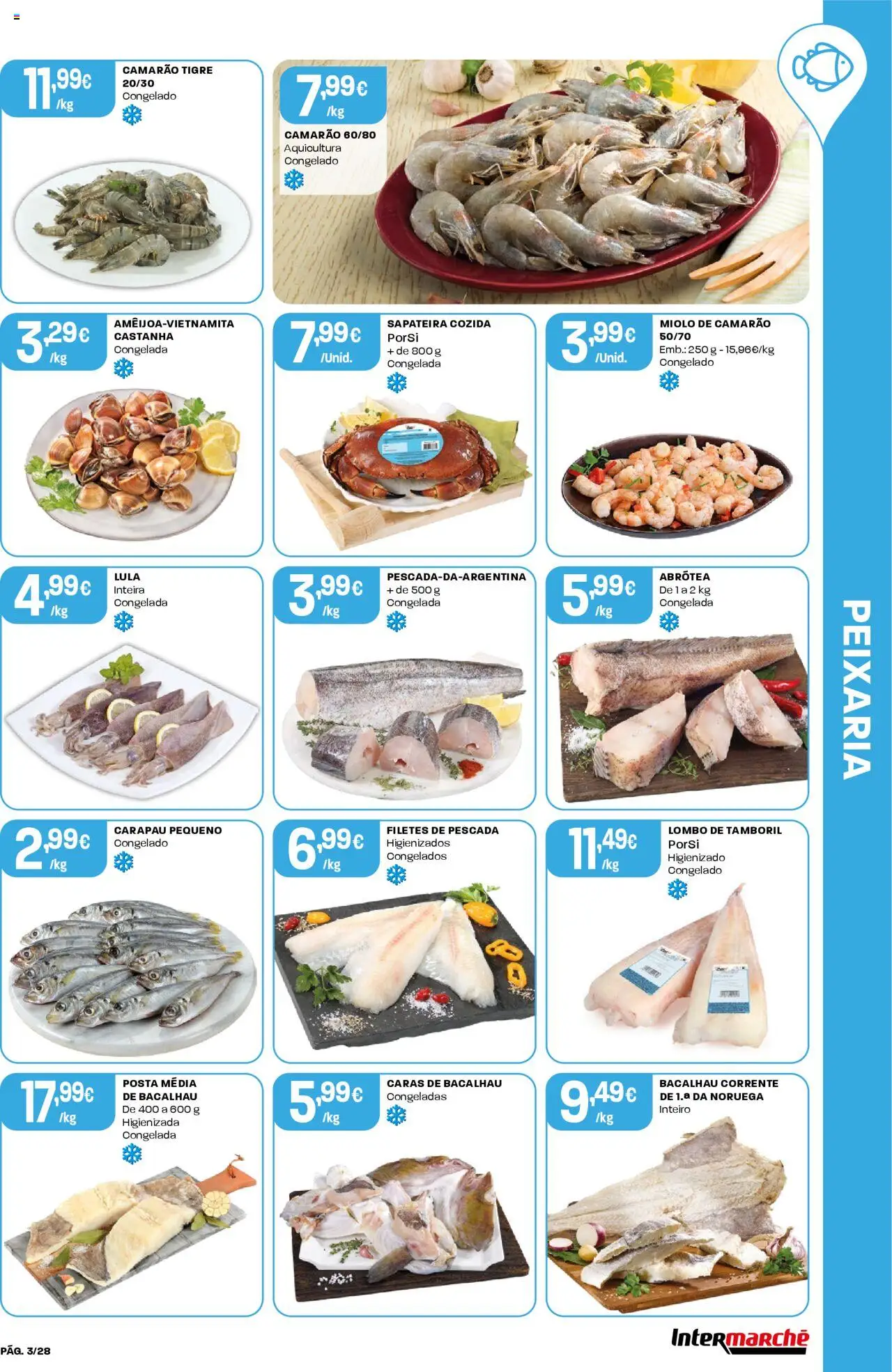 Intermarché folheto │ válido de 26.06.2025 | Página: 3 | Produtos: Bacalhau, Camarão, Lombo, Sapateira