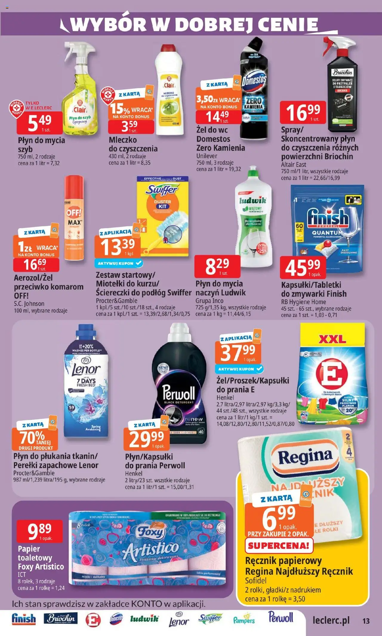 E.Leclerc Gazetka - Wrocław od 05.08.2025 | Strona: 13 | Produkty: Karta, Pampers, Domestos, Detergent