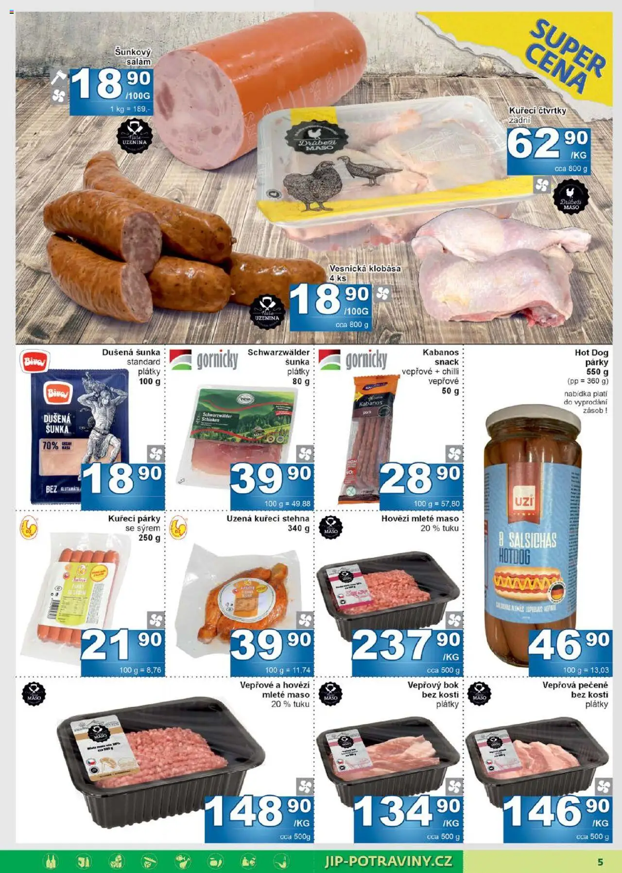 Jip leták od 13.08.2025 | Strana: 5 | Produkty: Hovězí, Salám, Mleté maso, Maso