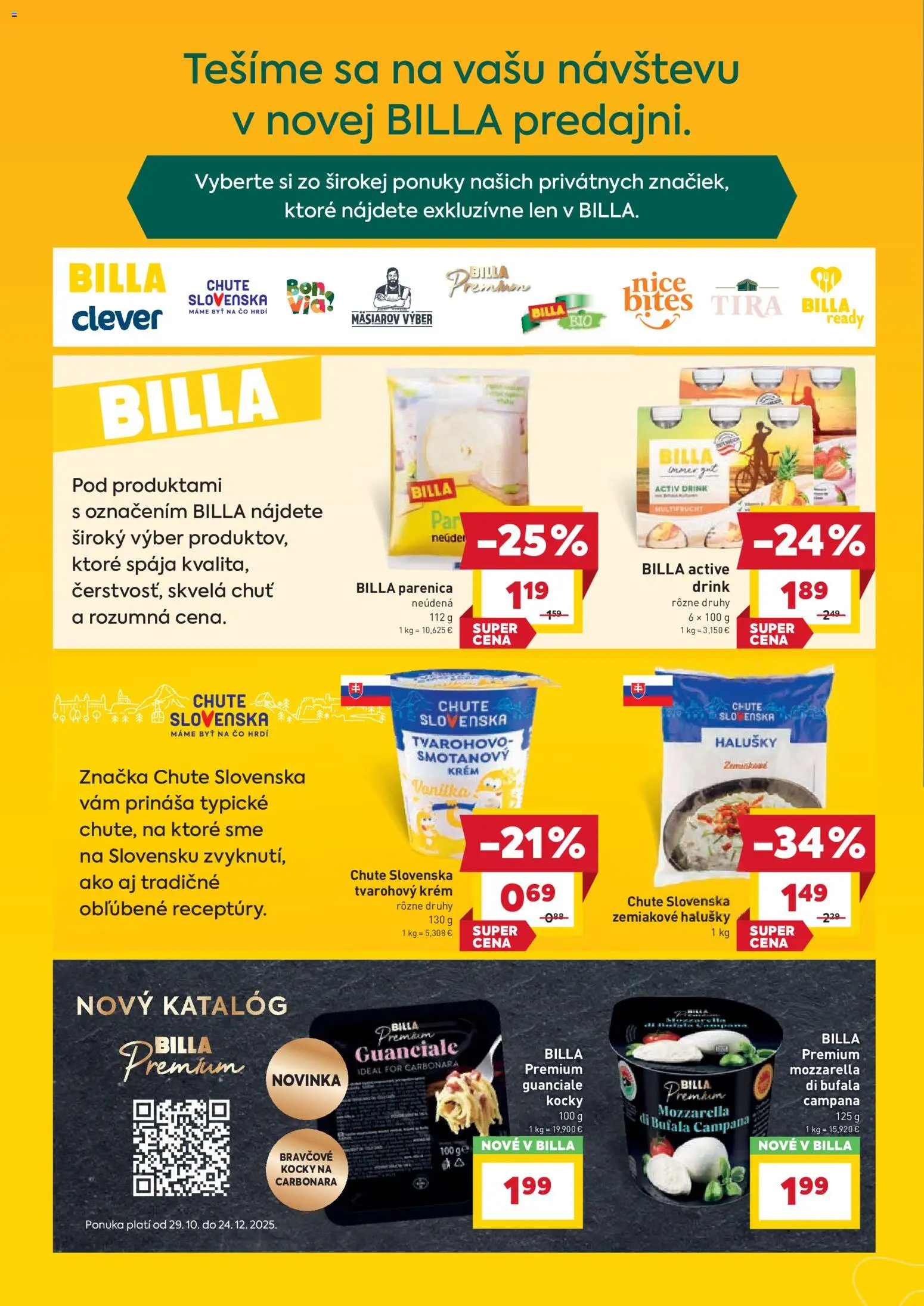 Nové Billa akcie – leták je platný od 17.12.2025 | Strana: 2 | Produkty: Mozzarella, Krém