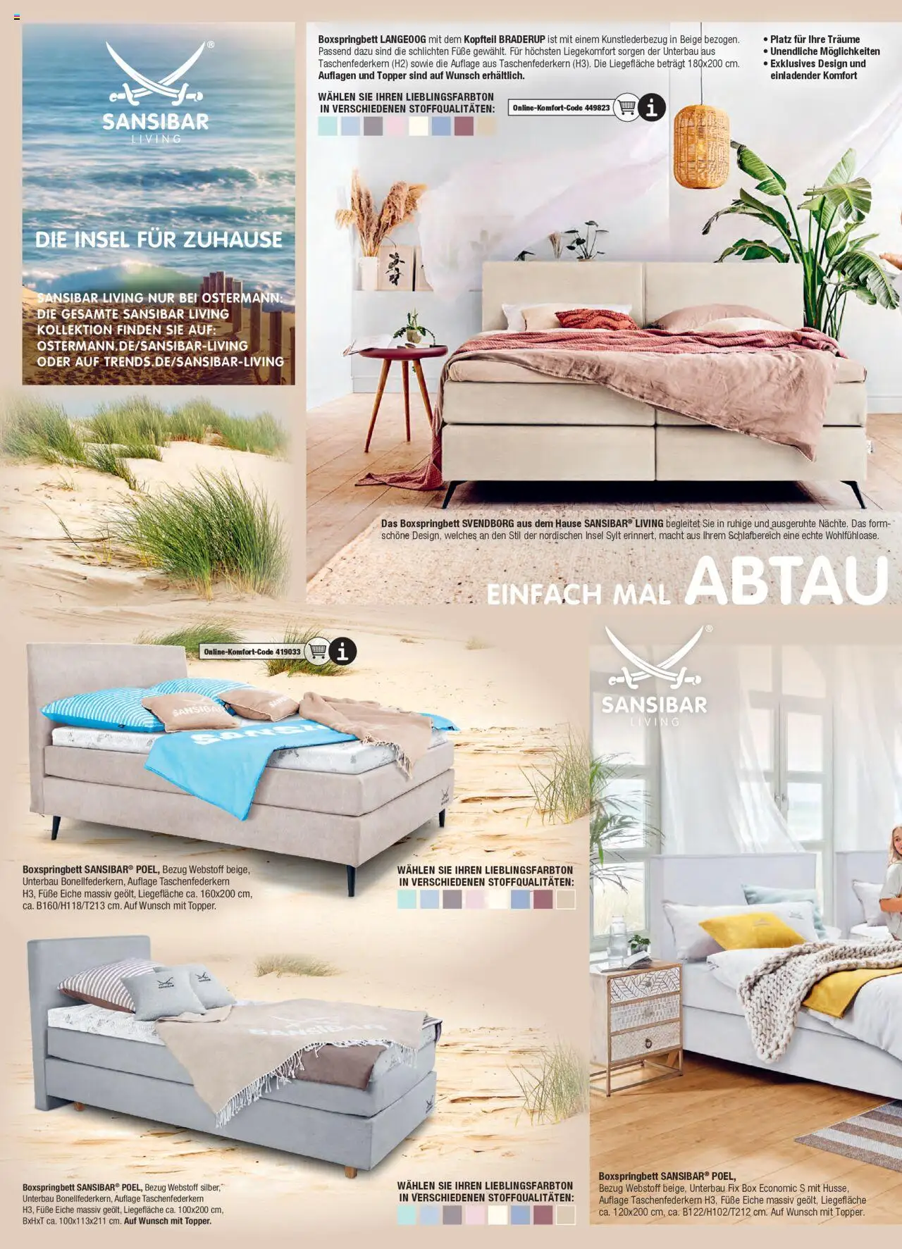 Ostermann Sansibar Living  – gültig ab 01.01.2025 | Seite: 16 | Produkte: Boxspringbett, Topper, Box