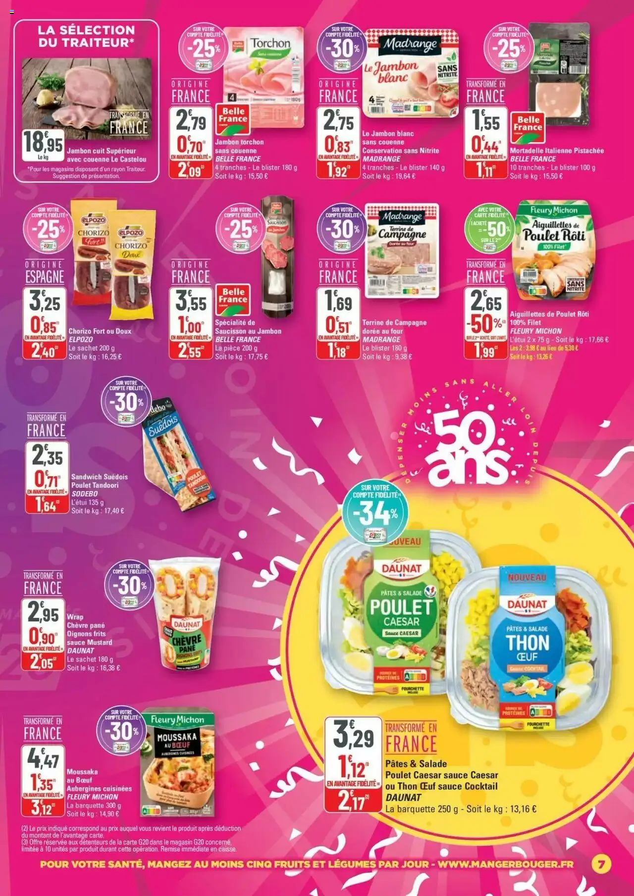  | Page: 7 | Produits: Saucisson, Sandwich, Oignons, Pâtes