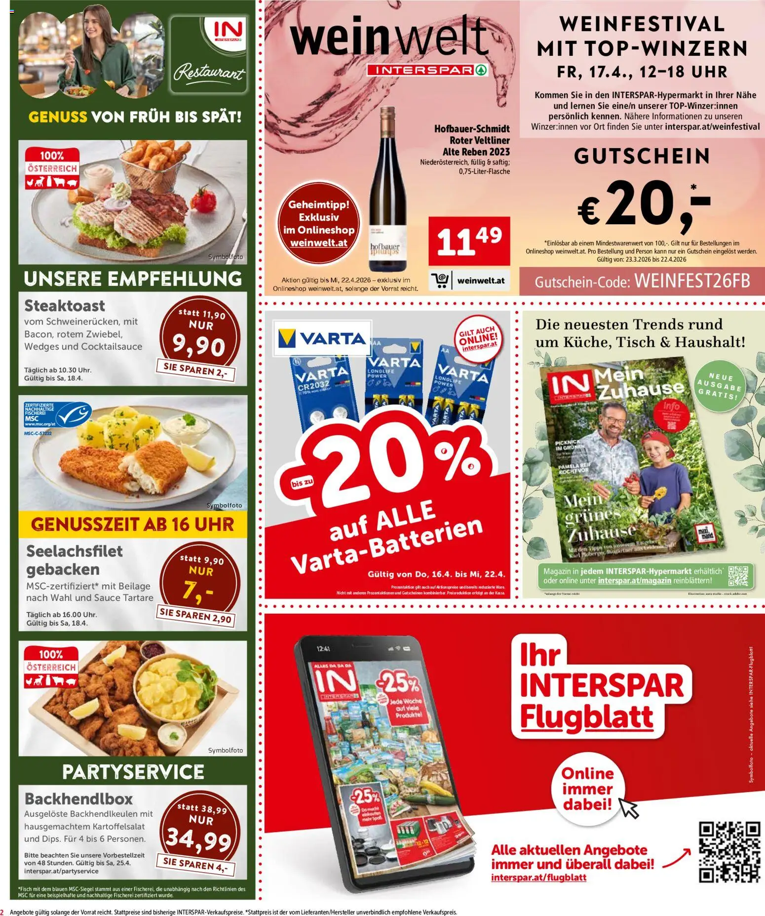 Interspar Flugblatt - Oberösterreich gültig ab 16.04.2026 | Seite: 2 | Produkte: Uhr, Tisch
