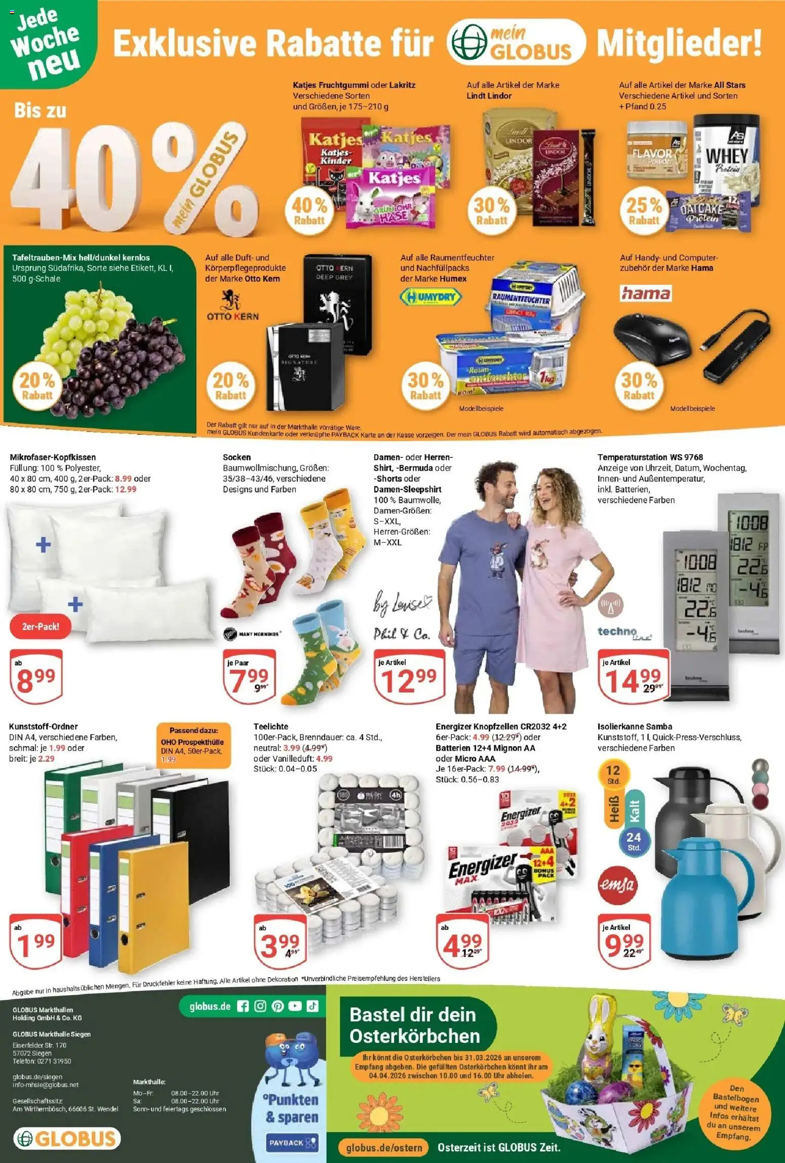 Globus prospekt Siegen	 – gültig ab 15.03.2026 | Seite: 38 | Produkte: Batterien, Katjes, Lindt, Telefon