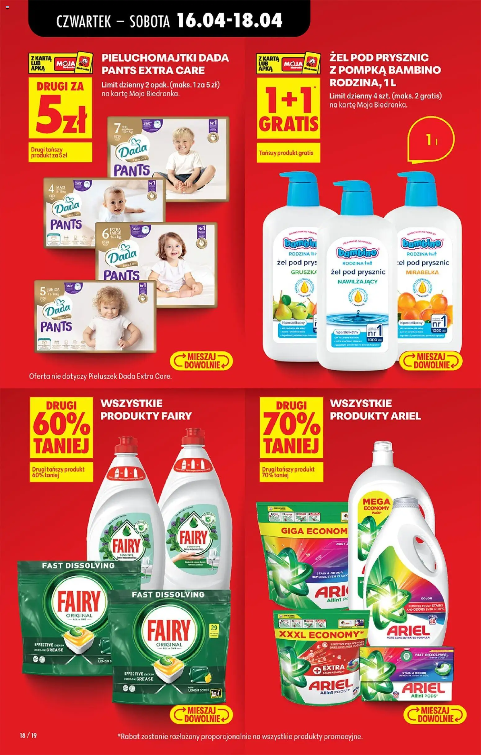 Biedronka gazetka od czwartku od 16.04.2026 | Strona: 20 | Produkty: Gruszka, Fairy, Żel pod prysznic, Detergent