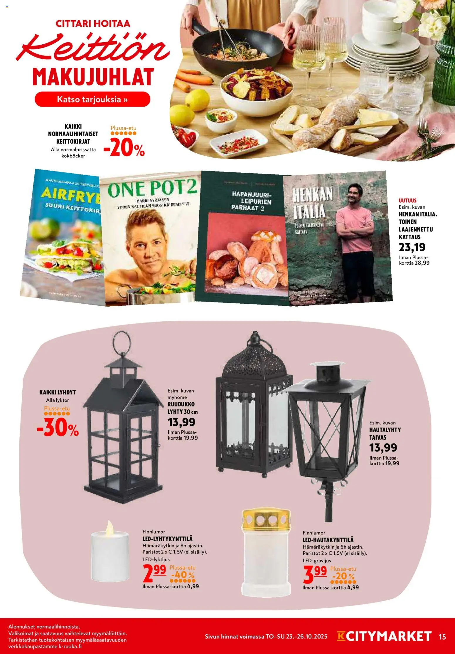 K-Citymarket tarjoukset – voimassa 23.10.2025 alkaen | Sivu: 15 | Tuotteet: Lyhty, Paristot