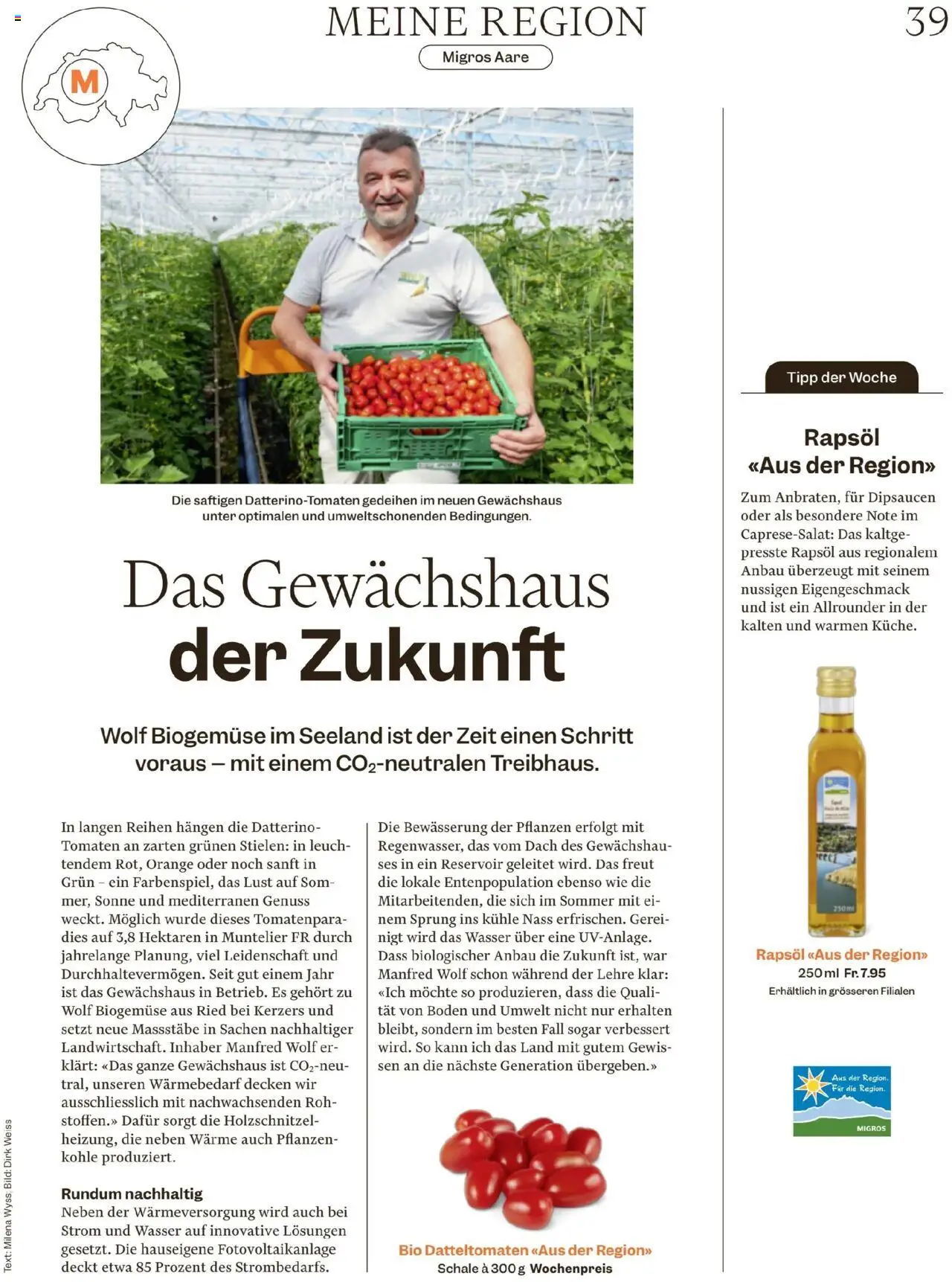 Migros Magazin ab 16.06.2025 | Seite: 39 | Produkte: Rapsöl, Tomaten, Wasser, Fall
