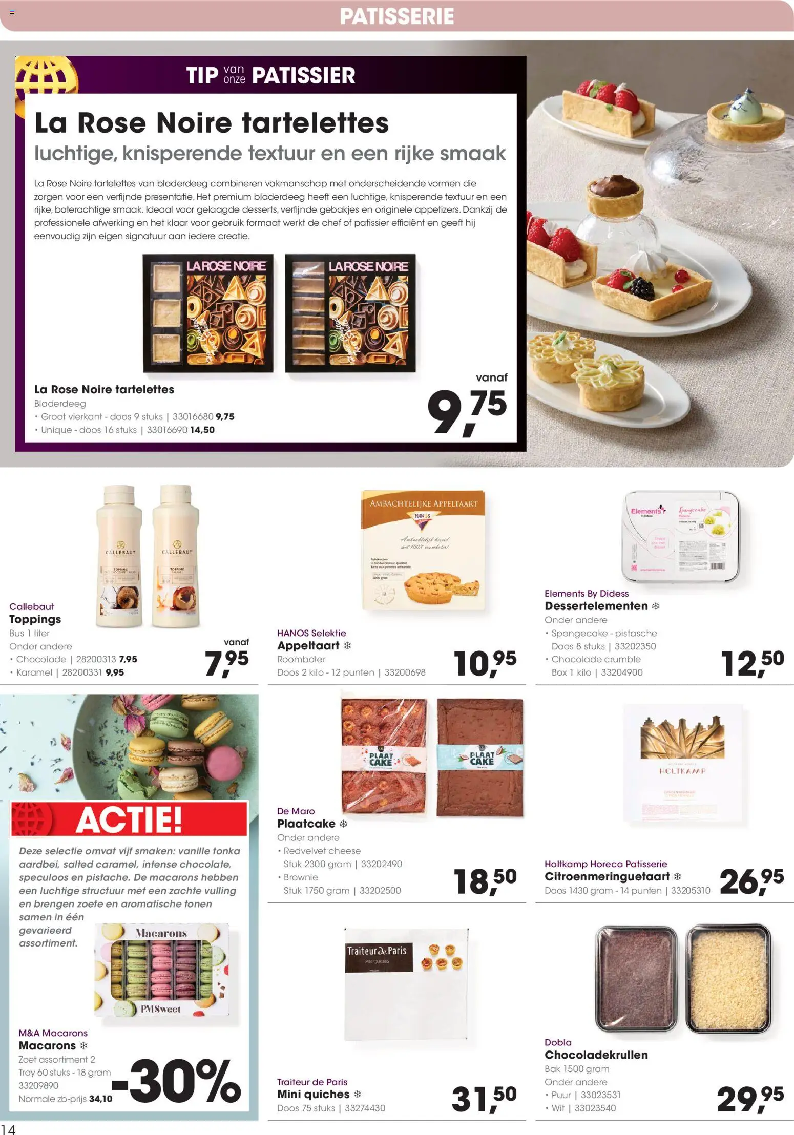 {H1} | Pagina: 14 | Producten: Roomboter, Pavilon, Appeltaart, La