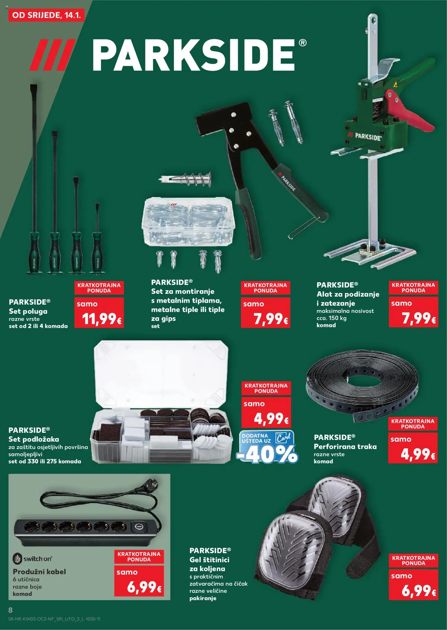 Kaufland HR akciós ujság - amely érvényes a következő dátumtól: 14.01.2026 | Oldal: 8 | Termékek: Parkside, Kábel