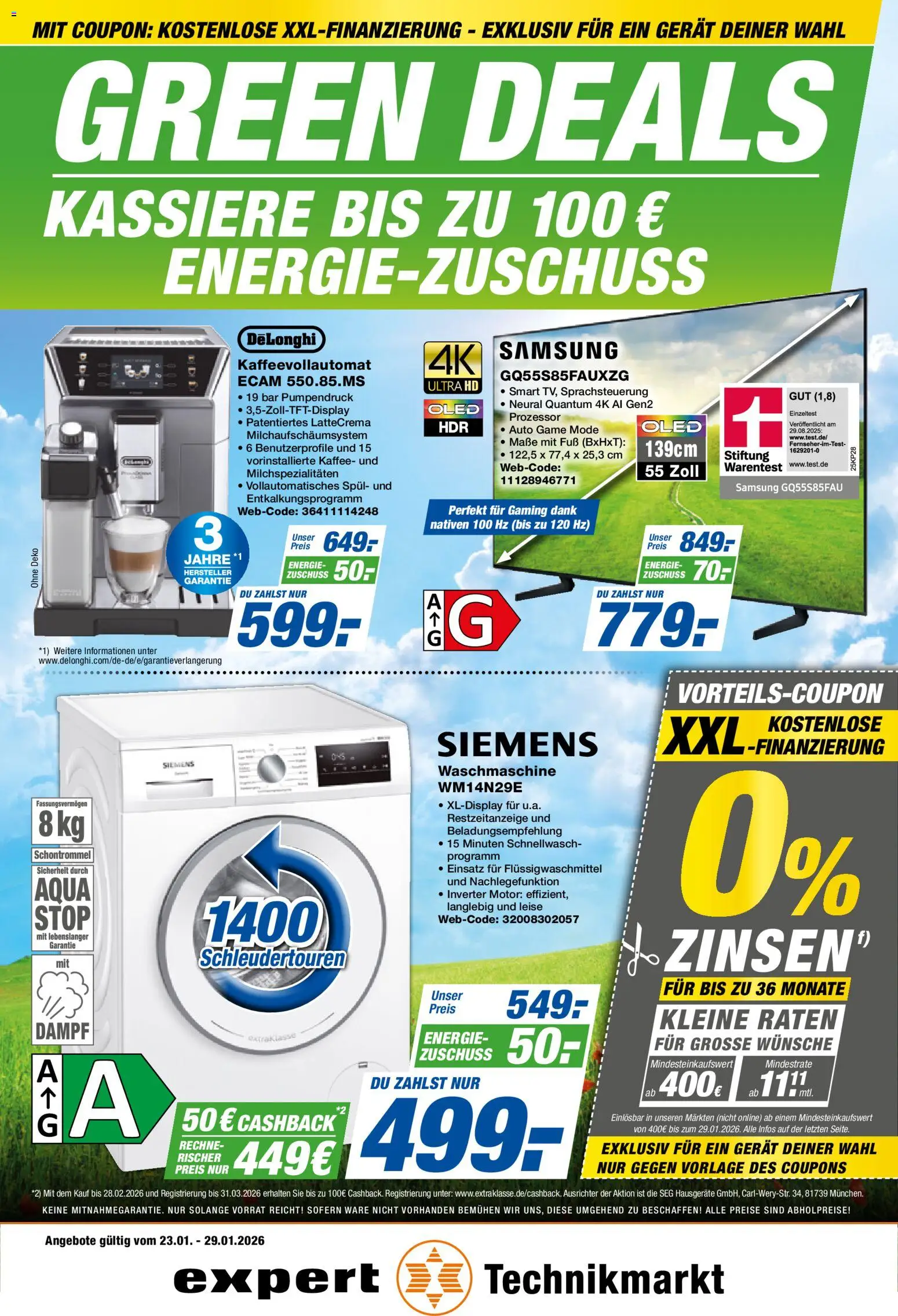 Expert Prospekt 	 – gültig ab 23.01.2026 | Seite: 1 | Produkte: Siemens, Kaffee, Waschmaschine, Kaffeevollautomat