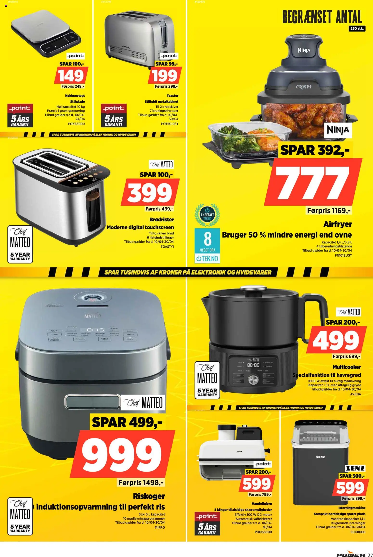 Power tilbudsavis – gyldig fra 10.04.2026 | Side: 37 | Produkter: Brød, Ris, Brødrister, Køkkenvægt