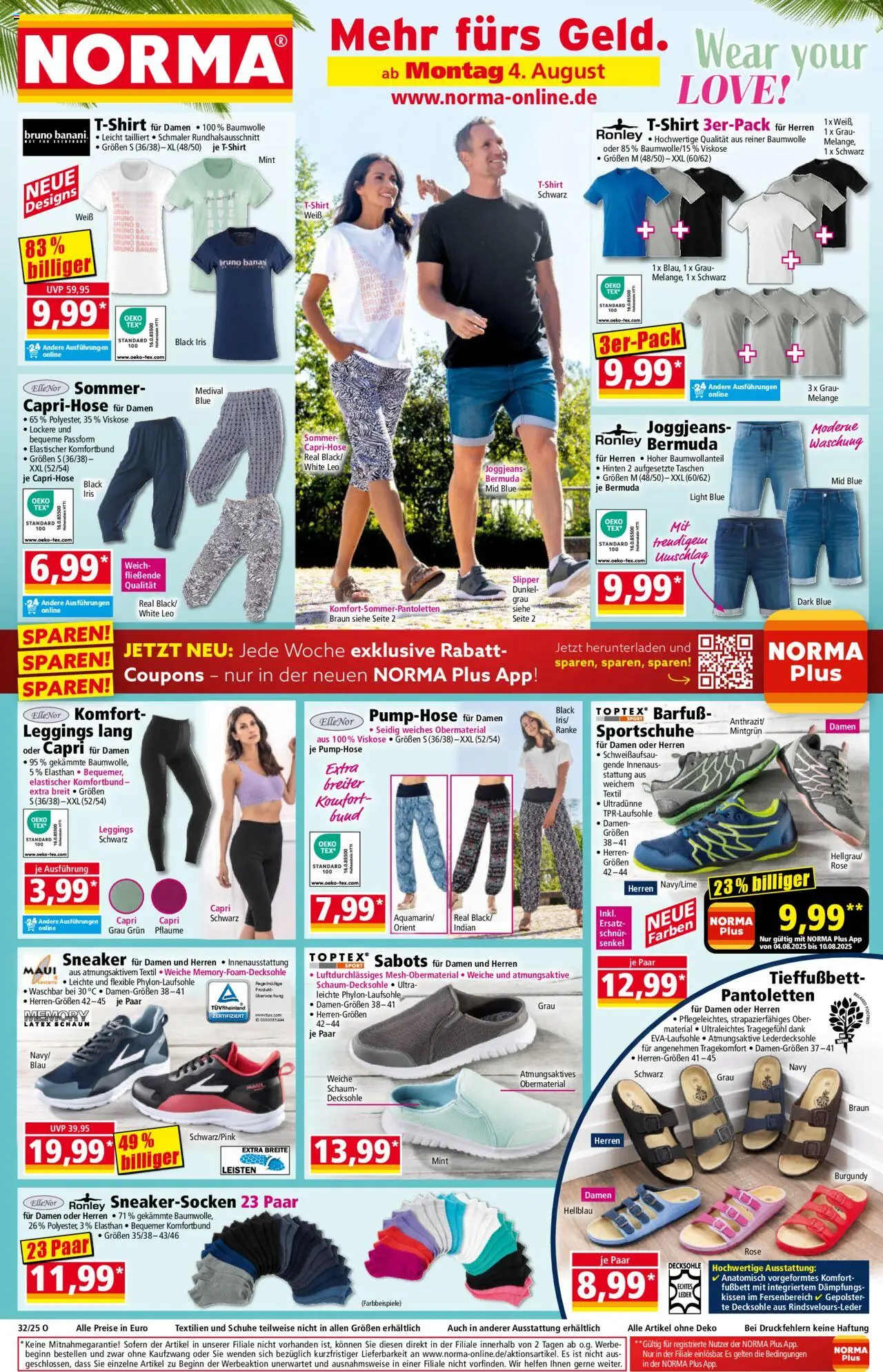 Norma Prospekt 	 - gültig ab dem 04.08.2025 | Seite: 1 | Produkte: Bermuda, Caprihose, Kissen, Leggings