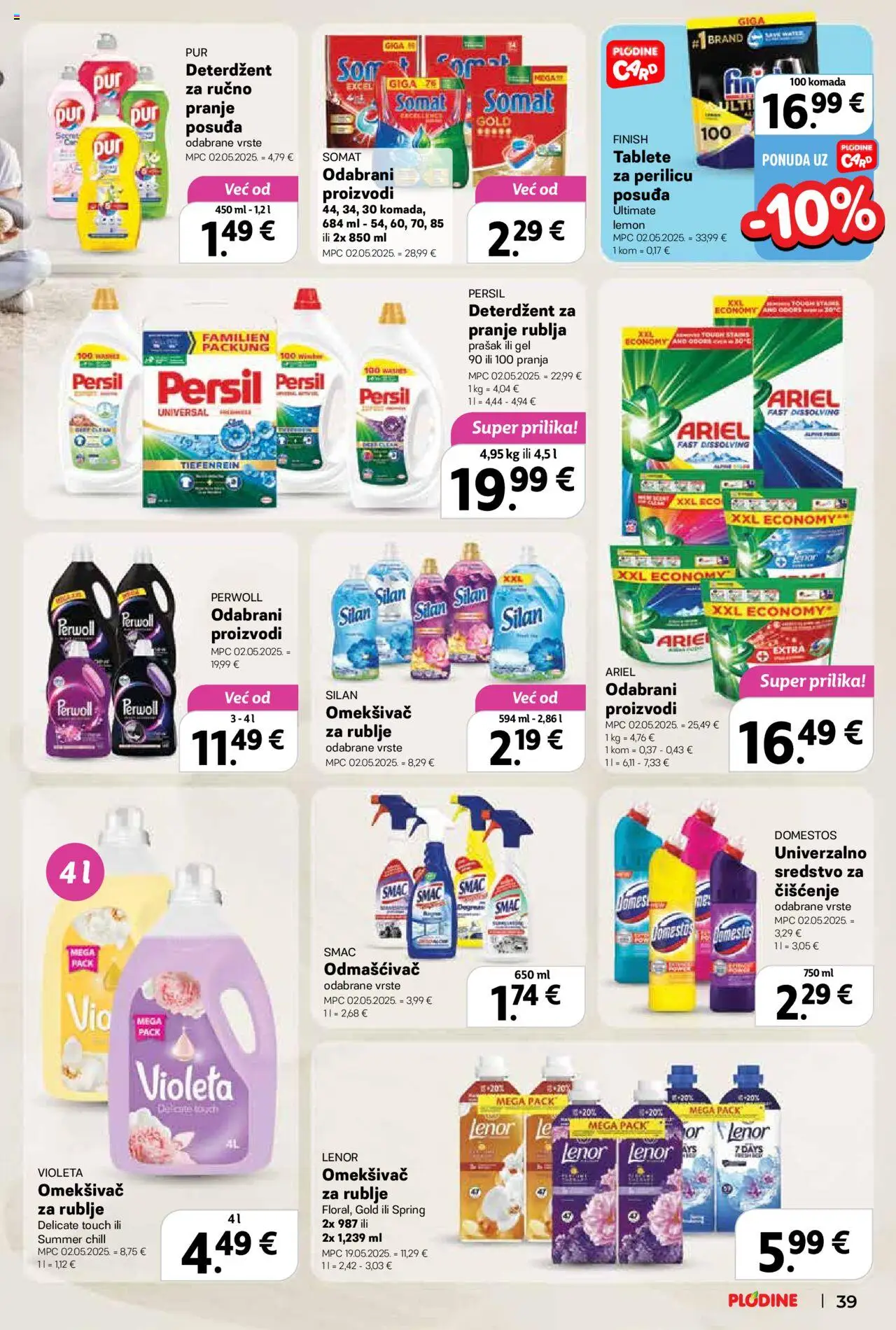Plodine katalog | vrijedi od 02.07.2025 | Stranica: 39 | Proizvodi: Omekšivač, Domestos, Persil, Lenor