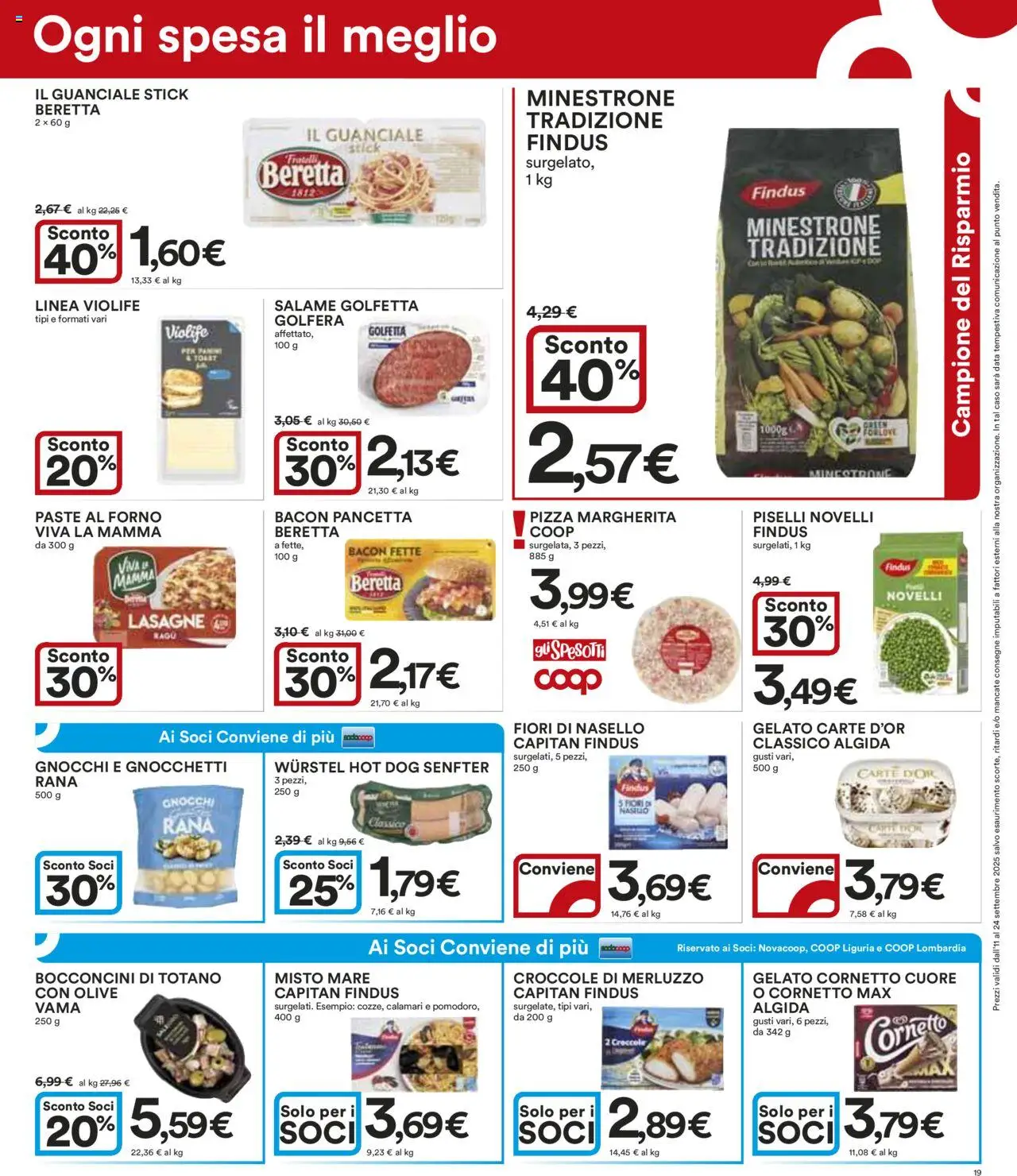Volantino Ipercoop del 11.09.2025 | Pagina: 19 | Prodotti: Pizza, Merluzzo, Calamari, Piselli