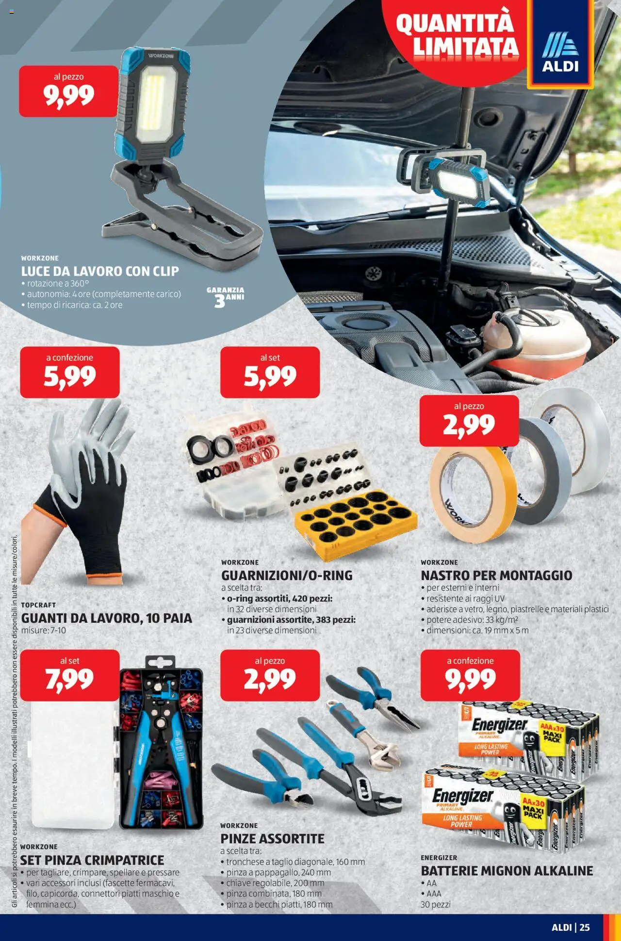Volantino Aldi del 06.10.2025 | Pagina: 25 | Prodotti: Guanti, Piastrelle, Pinze, Fascette