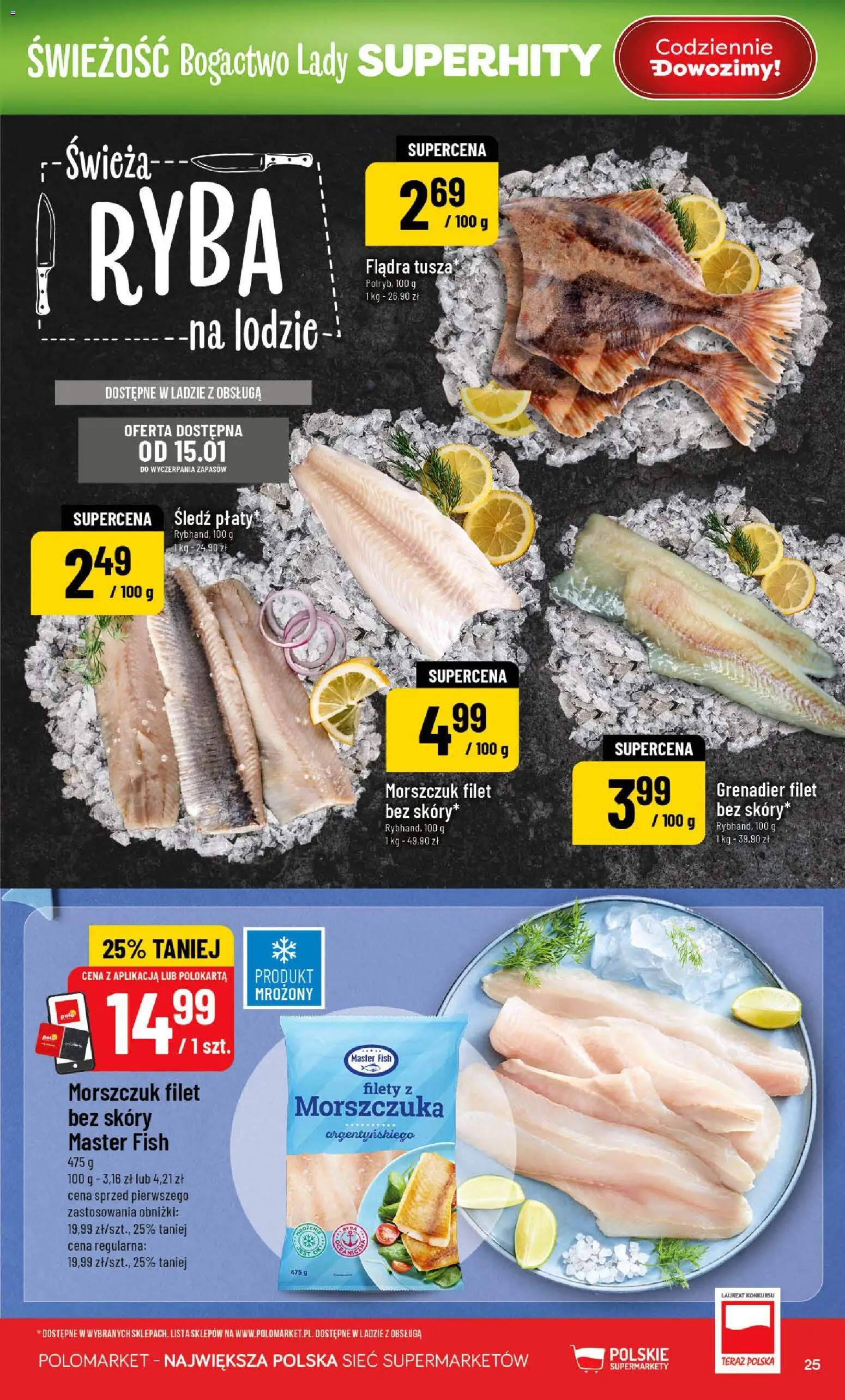 POLOmarket Gazetka od 14.01.2026 | Strona: 25 | Produkty: Śledź, Morszczuk, Ryba