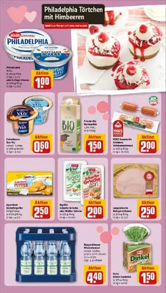 Philadelphia, Natur, je 195-g-Pckg. (1 kg=5.13) oder Cottage Cheese je 200-g-Pckg. (1 kg = 5.00) ab 26.01.2026 gültig | Seite: 15 | Produkte: Himbeeren, Philadelphia, Mineralwasser