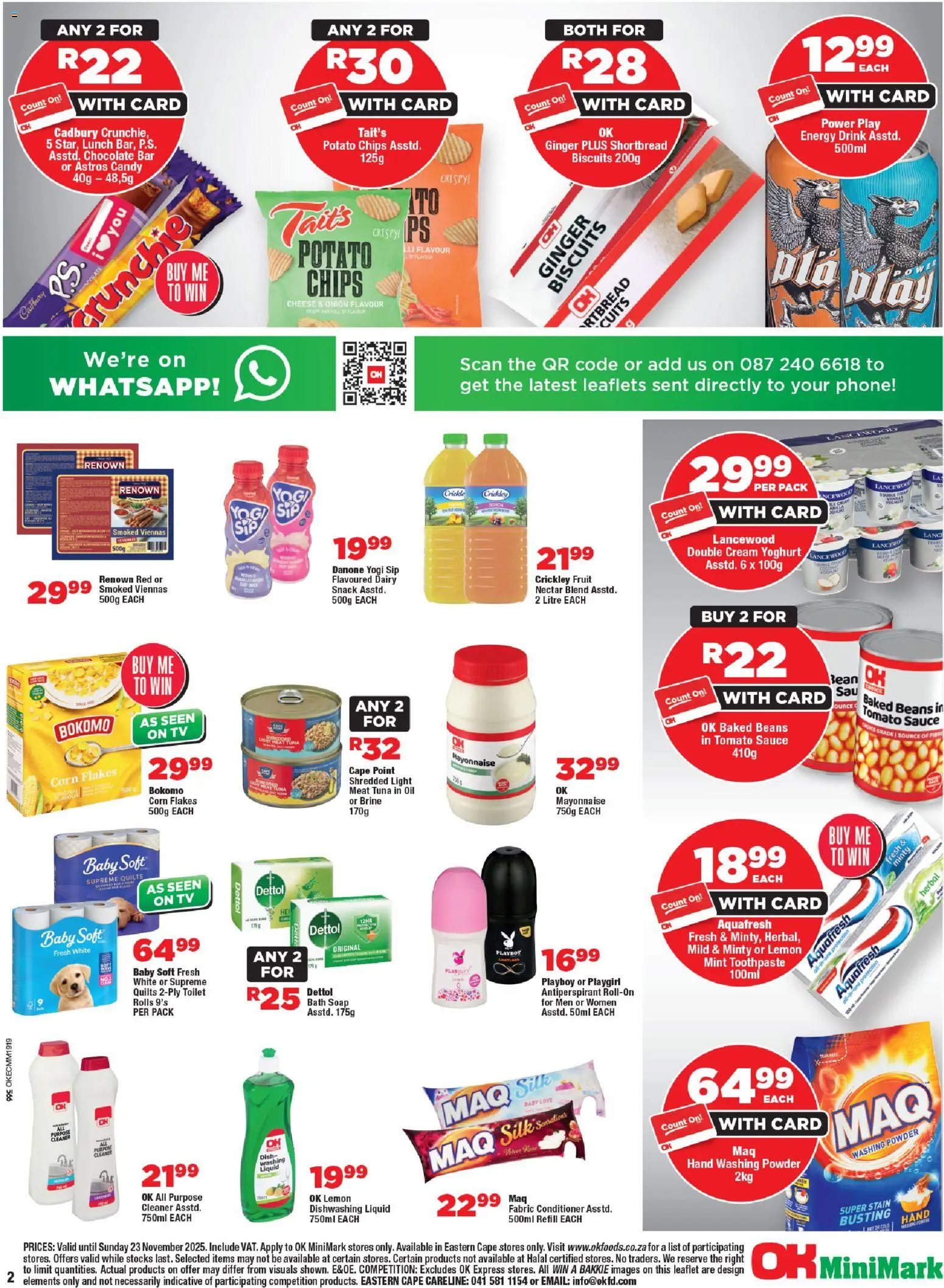 New OK Foods catalogue – valid from 12.11.2025 | Page: 2 | Products: Powder, Chips, Washing powder, Dishwashing liquid