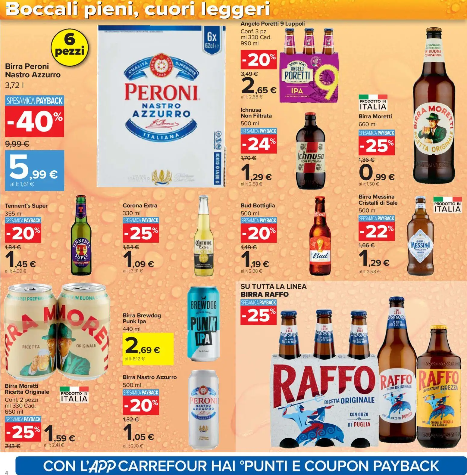 Volantino Carrefour del 21.04.2026 | Pagina: 4 | Prodotti: Tennent's, Birra, Cereali, Sale