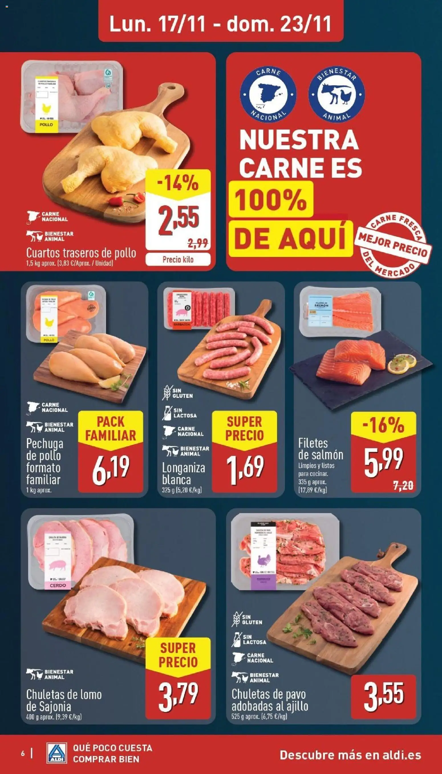 Aldi folleto Baleares │ válido desde el 17.11.2025 | Página: 6 | Productos: Chuletas de pavo, Cerdo, Longaniza