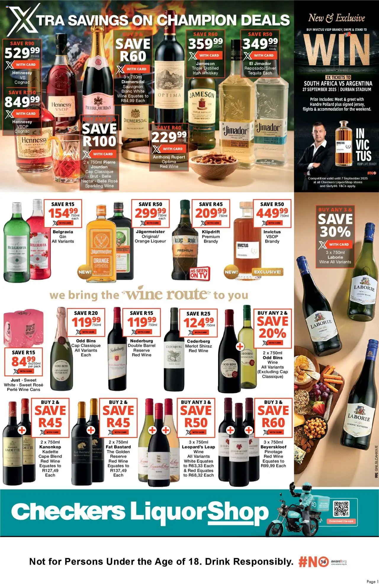 Checkers Gauteng - LiquorShop August Month-End Promotion │ valid from 22.08.2025 | Page: 1 | Products: Alicate de unhas, Brandy, Wine, Whiskey