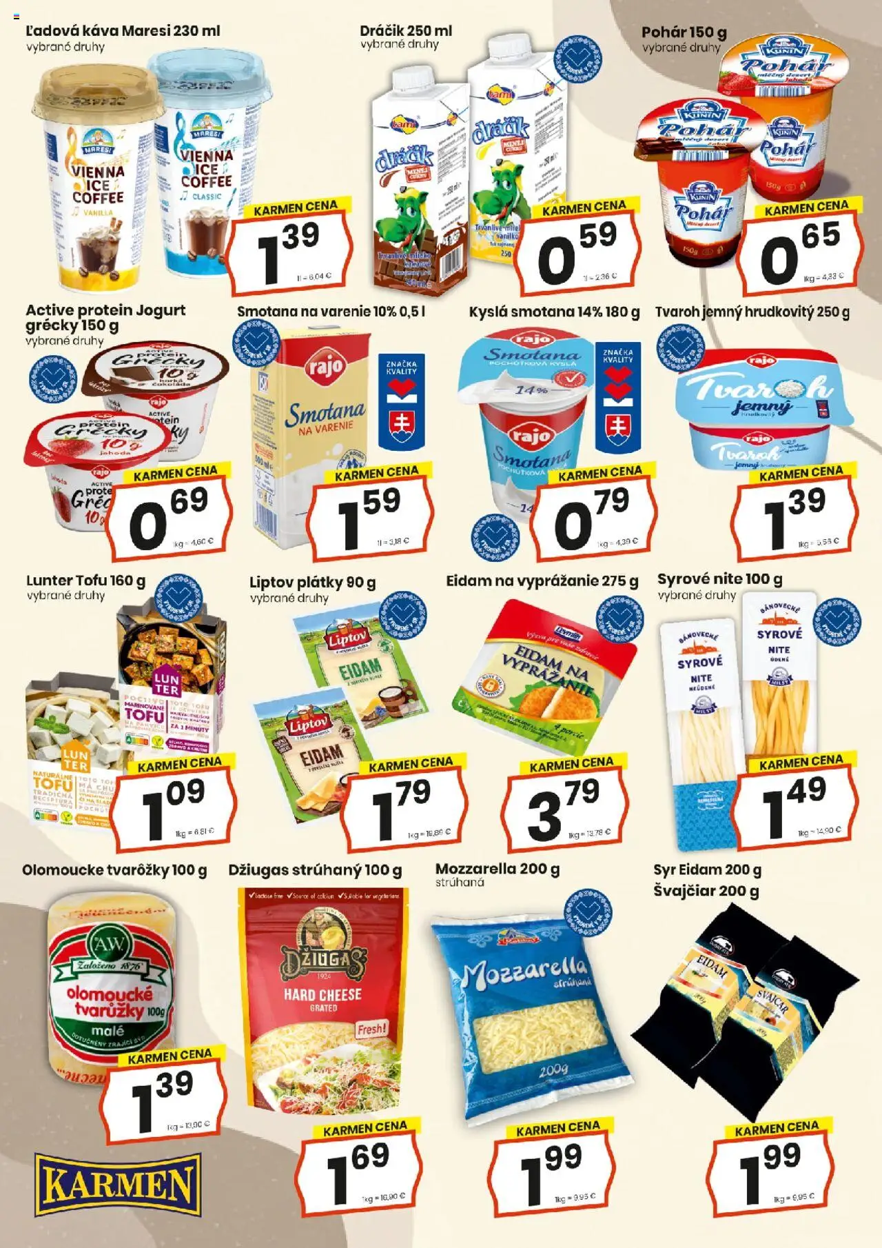 KARMEN CBA maloobchod │ platný od 21.08.2025 | Strana: 6 | Produkty: Syr, Káva, Protein, Tvaroh