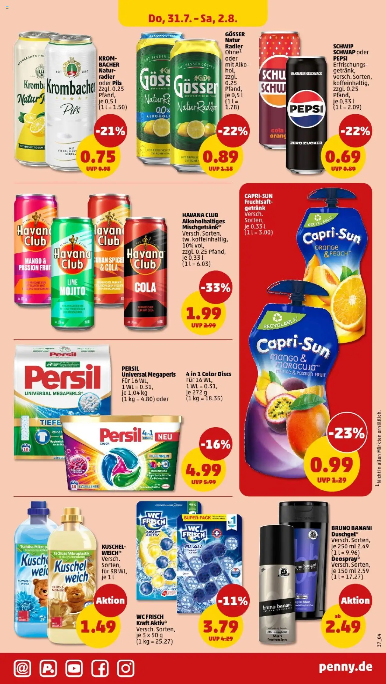 Penny - Bayern - gültig ab dem 28.07.2025 | Seite: 37 | Produkte: Havana club, Zucker, Pepsi, Persil