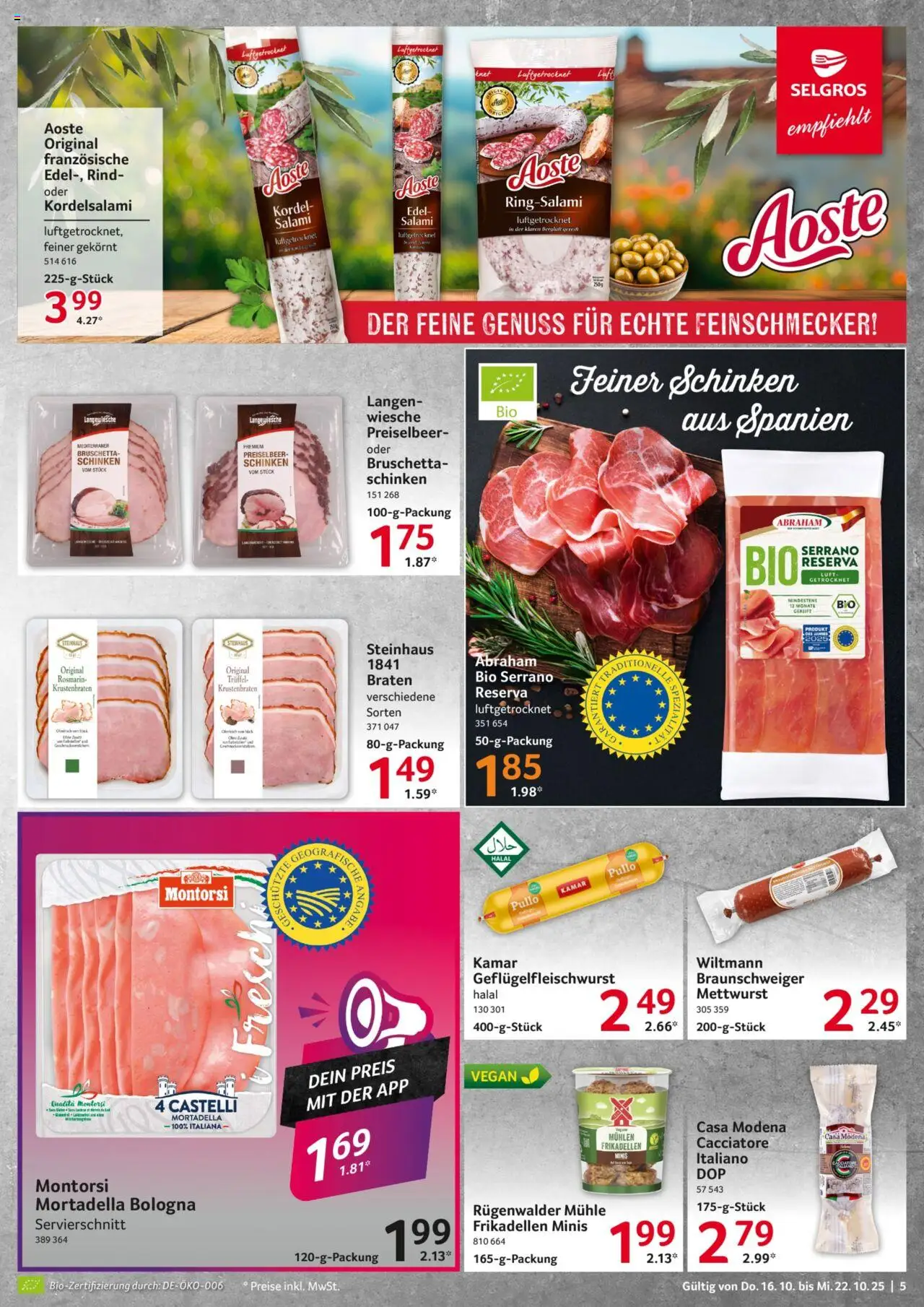 Selgros Prospekt 	 – gültig ab 16.10.2025 | Seite: 5 | Produkte: Mühle, Krustenbraten, Salami, Schinken