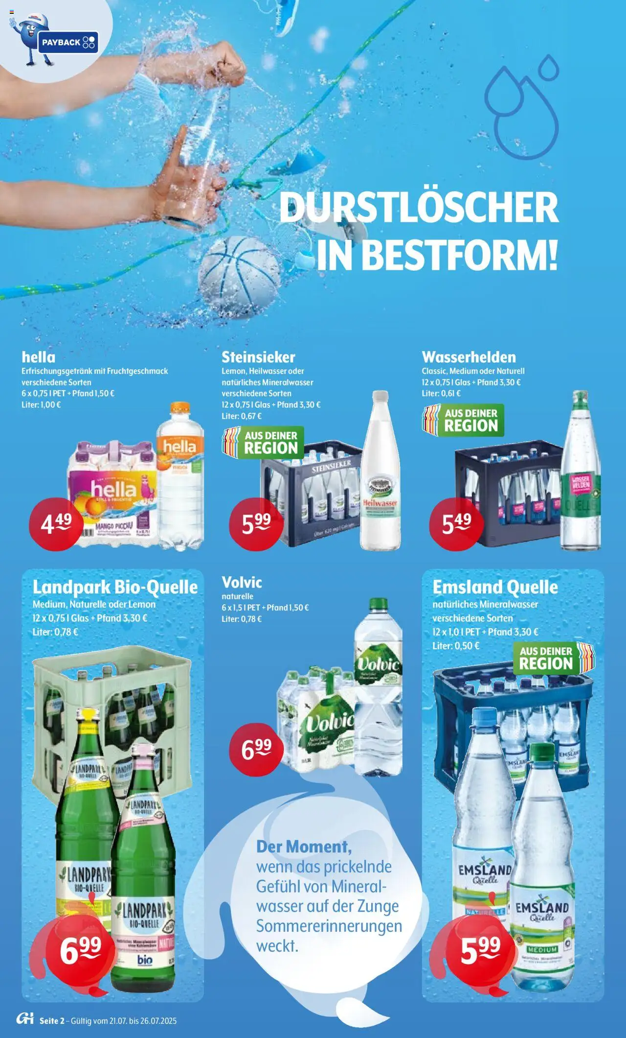 Getränke Hoffmann Prospekt - gültig ab dem 21.07.2025 | Seite: 2 | Produkte: Durstloscher, Mineralwasser, Wasser, Volvic