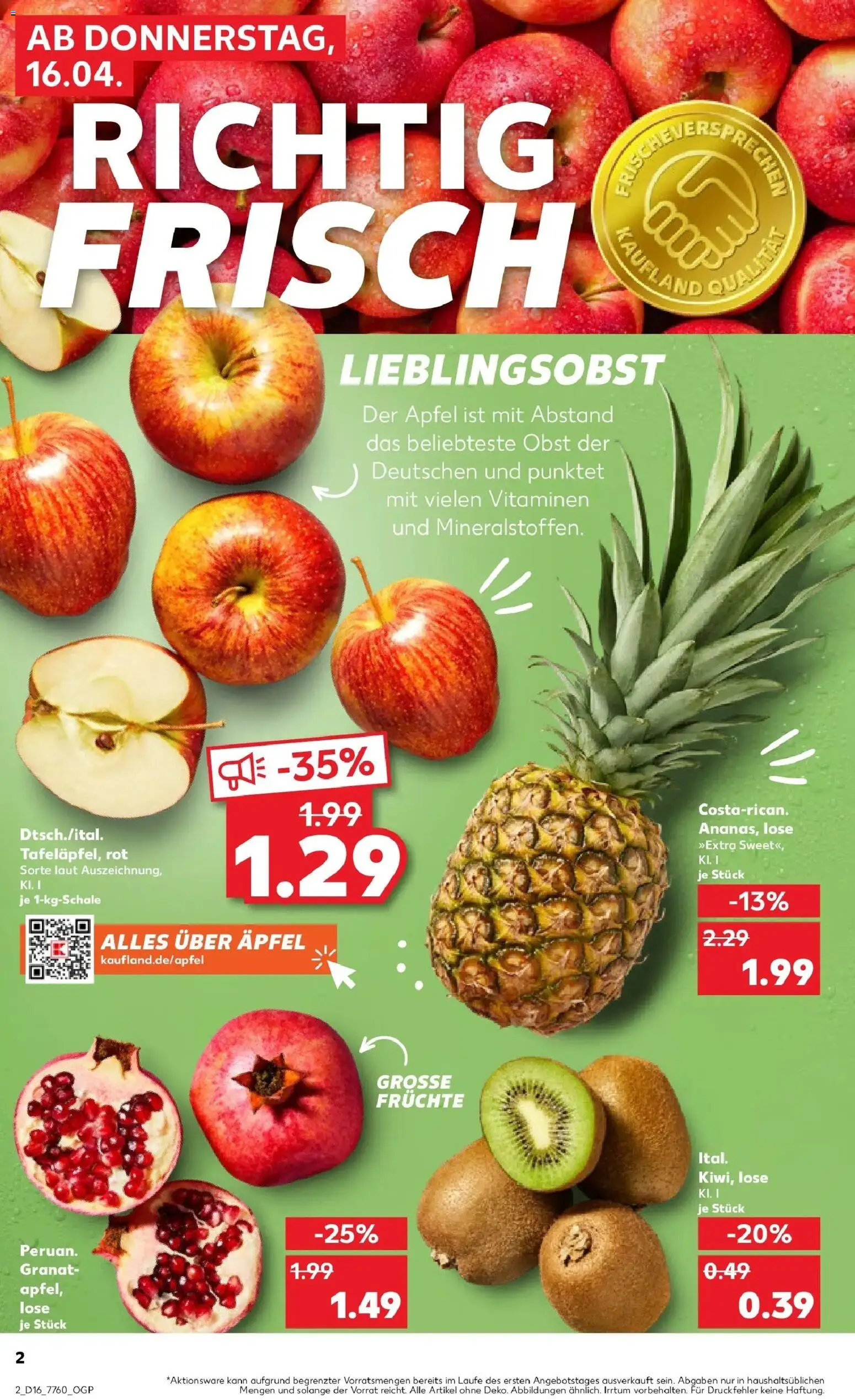 Kaufland Prospekt Erbach	 – gültig ab 16.04.2026 | Seite: 2 | Produkte: Äpfel, Apple, Obst, Kiwi