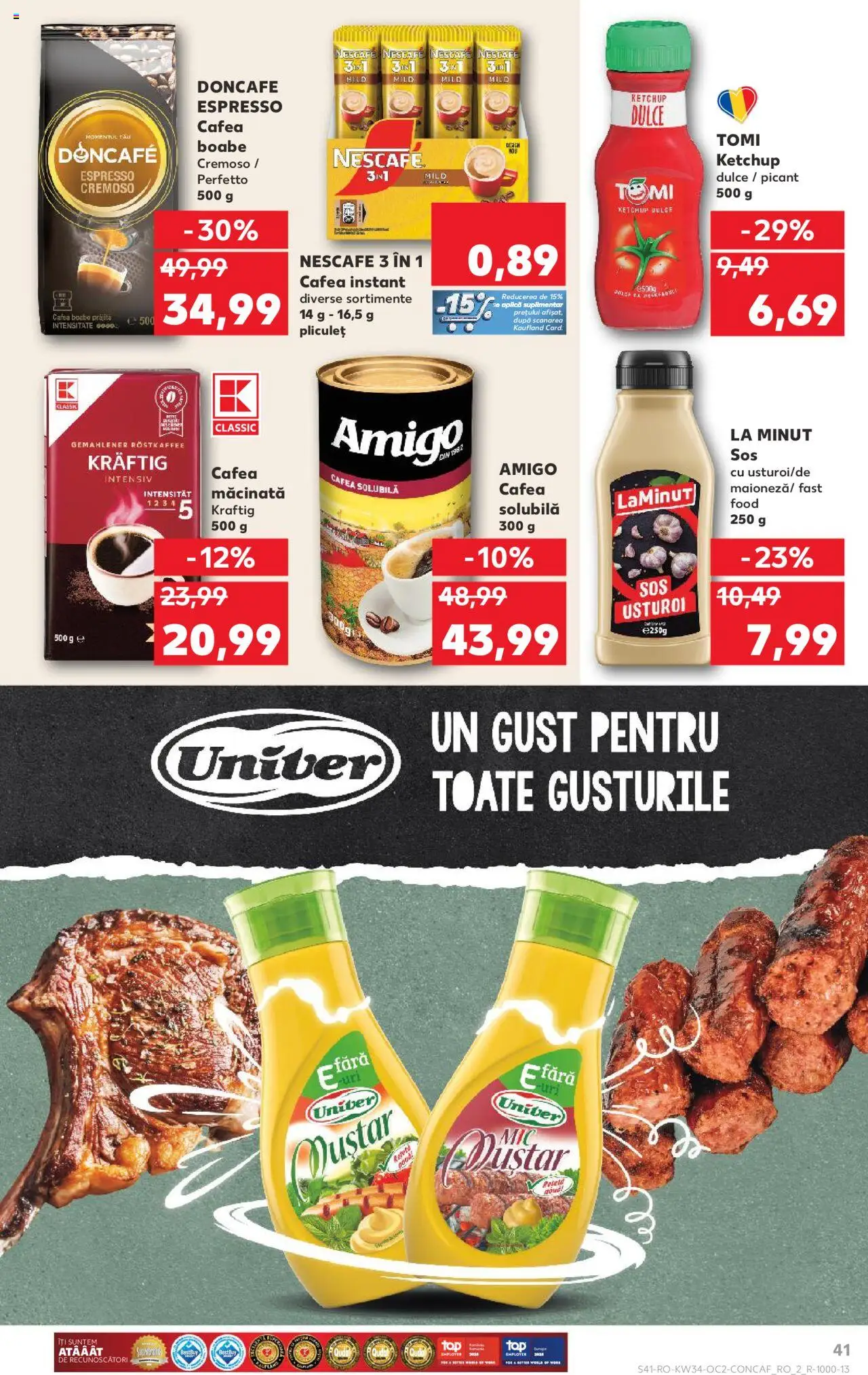 Kaufland RO akciós ujság - amely érvényes a következő dátumtól: 20.08.2025 | Oldal: 41 | Termékek: Nescafé, Ketchup