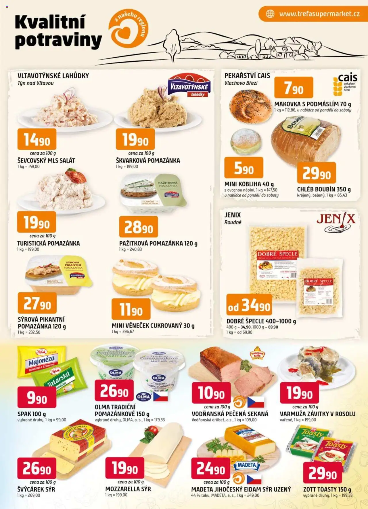 Trefa leták od 22.10.2025 | Strana: 5 | Produkty: Sýr, Špecle, Salát, Mozzarella